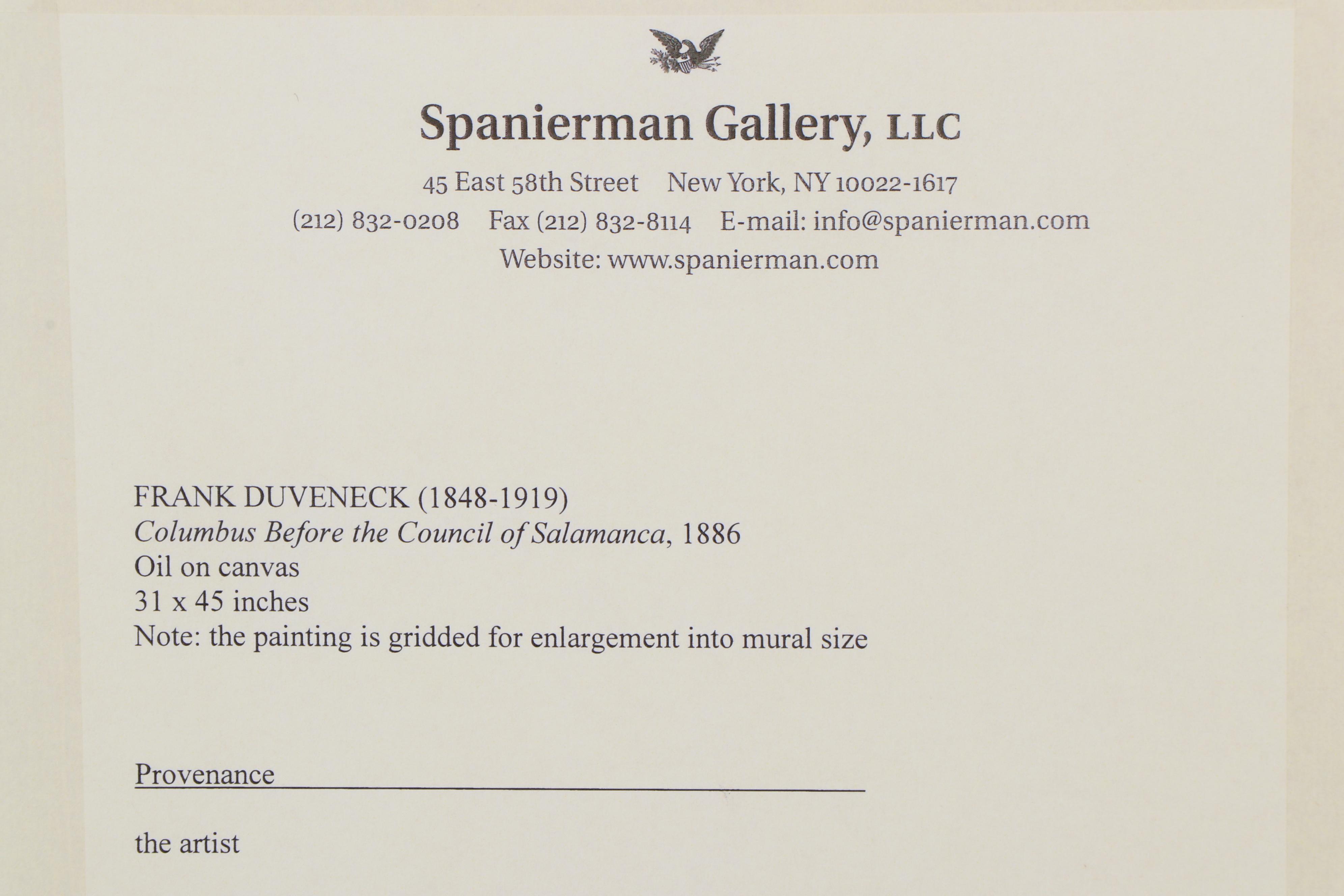 Frank Duveneck Oil Painting "Columbus before the Council of Salamanca," 1886