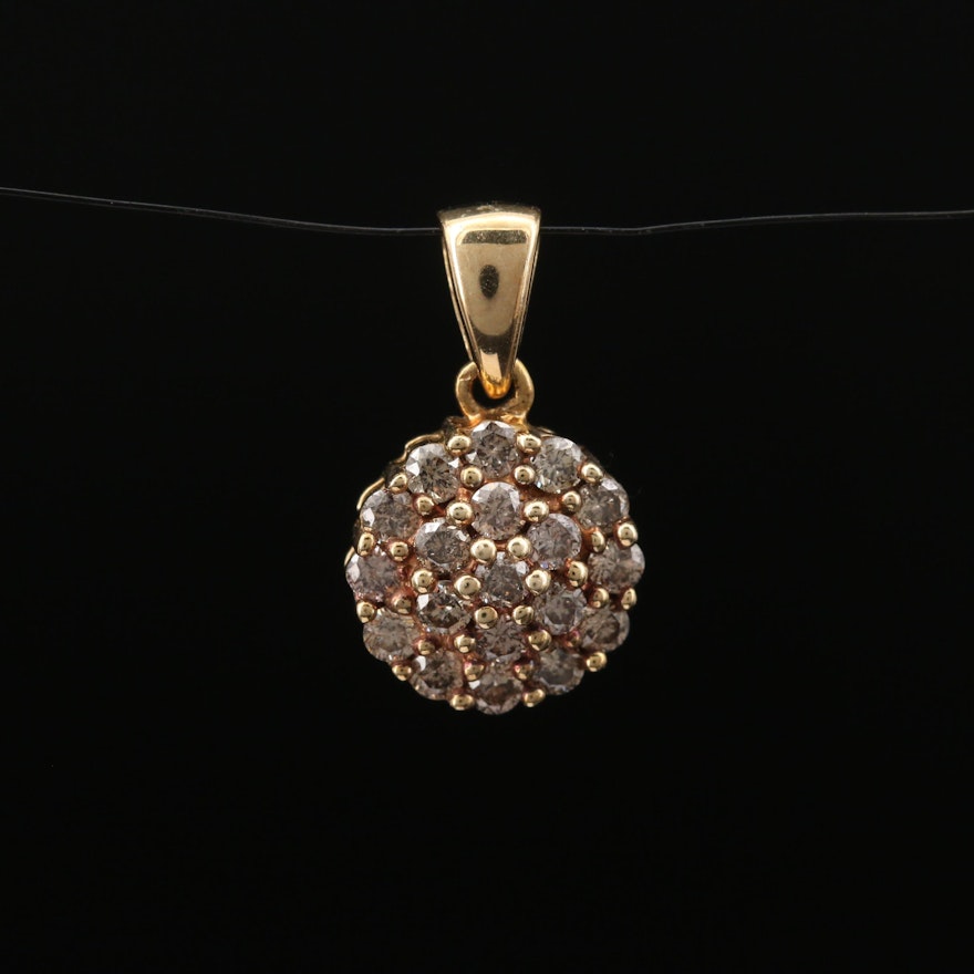 10K Diamond Cluster Pendant