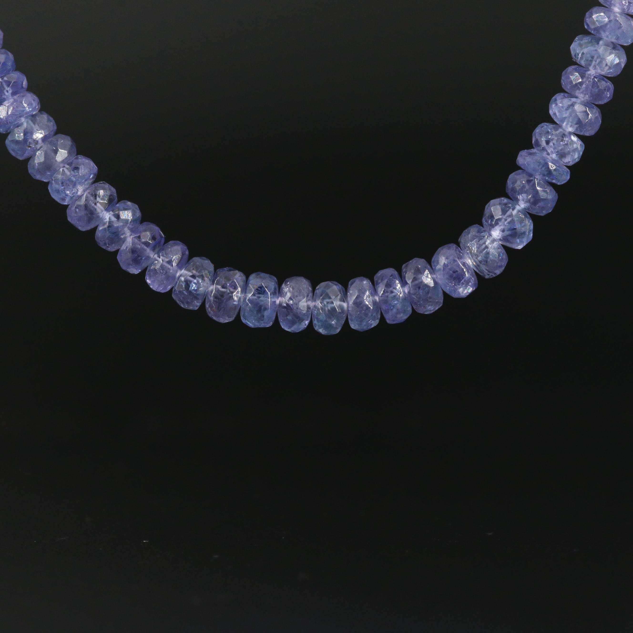Tanzanite Beaded Necklace with 14K Clasp