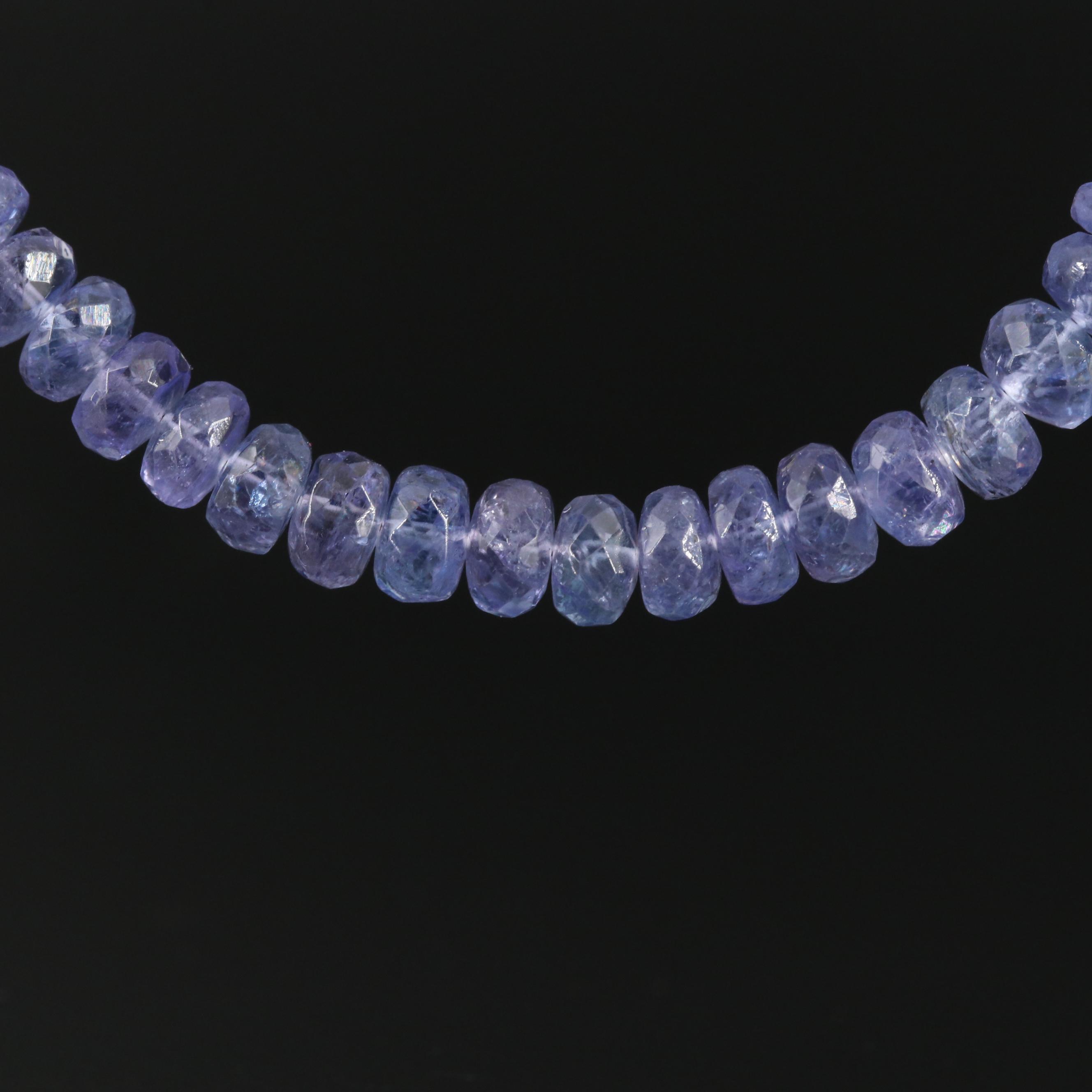 Tanzanite Beaded Necklace with 14K Clasp