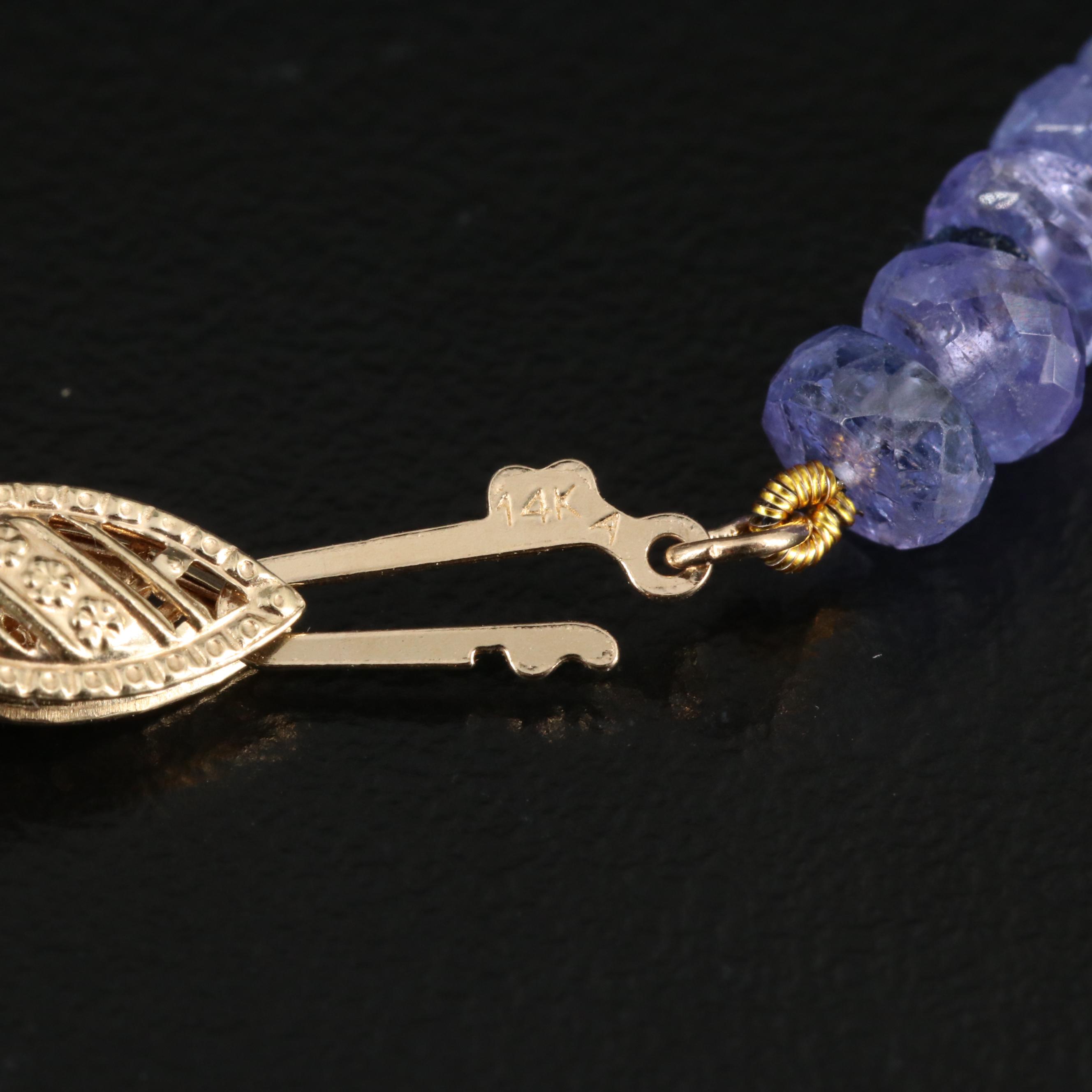 Tanzanite Beaded Necklace with 14K Clasp