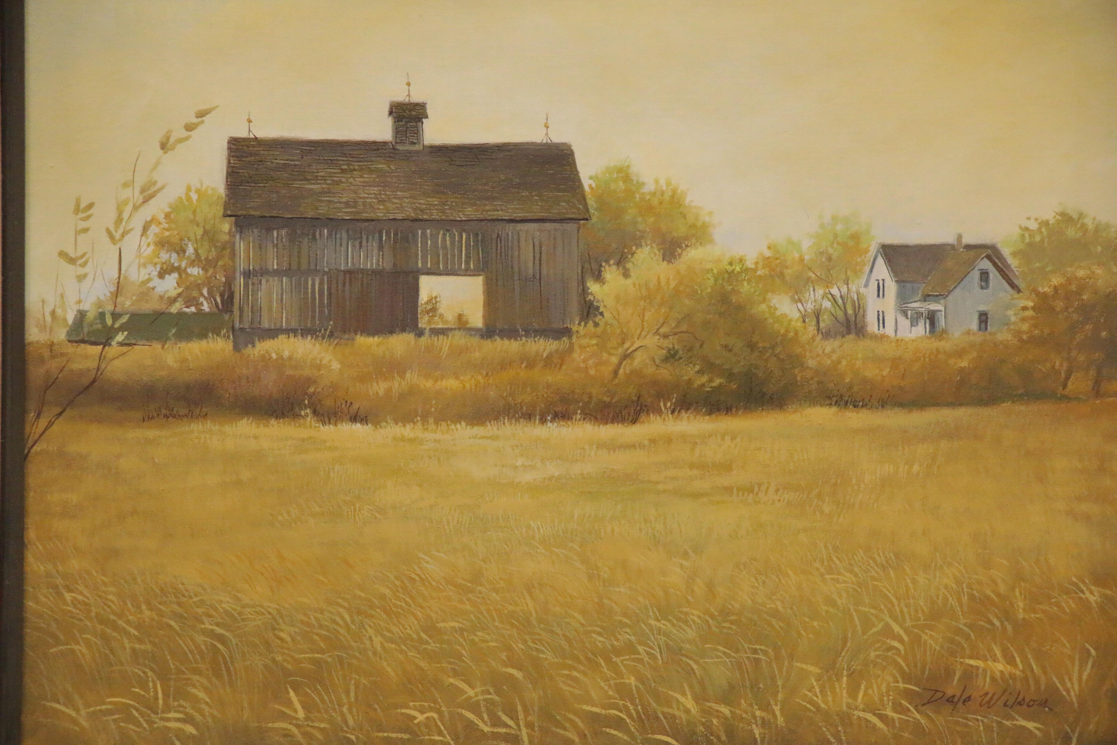 Dale Wilson Oil Painting of Pasture and Barn, Late 20th Century