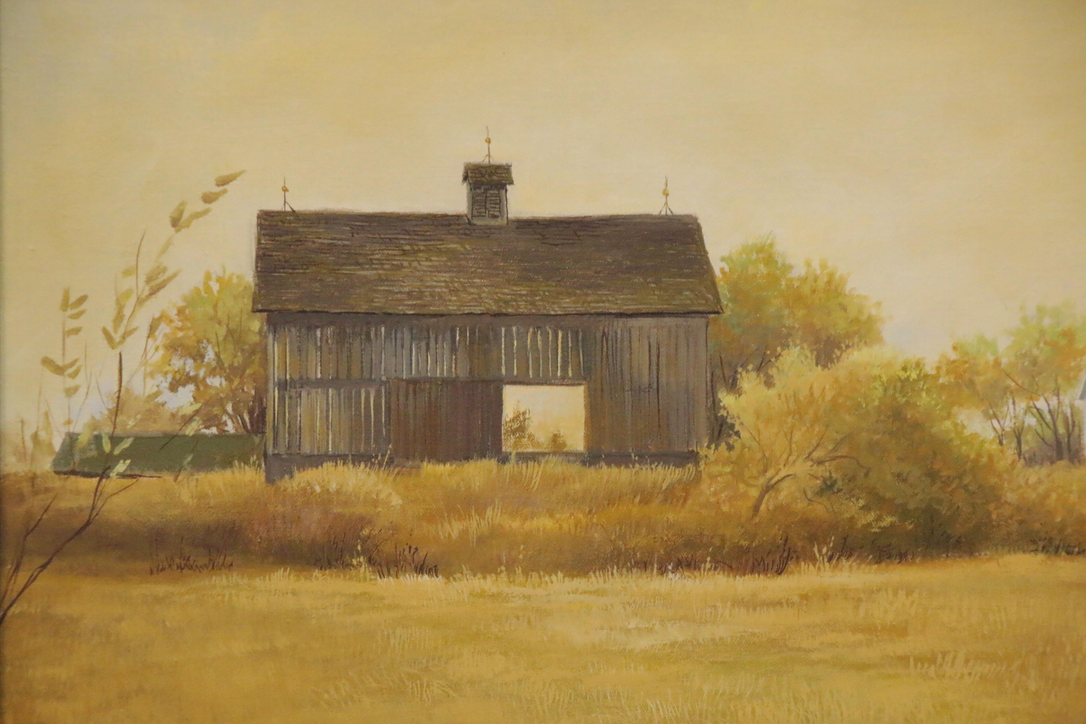 Dale Wilson Oil Painting of Pasture and Barn, Late 20th Century