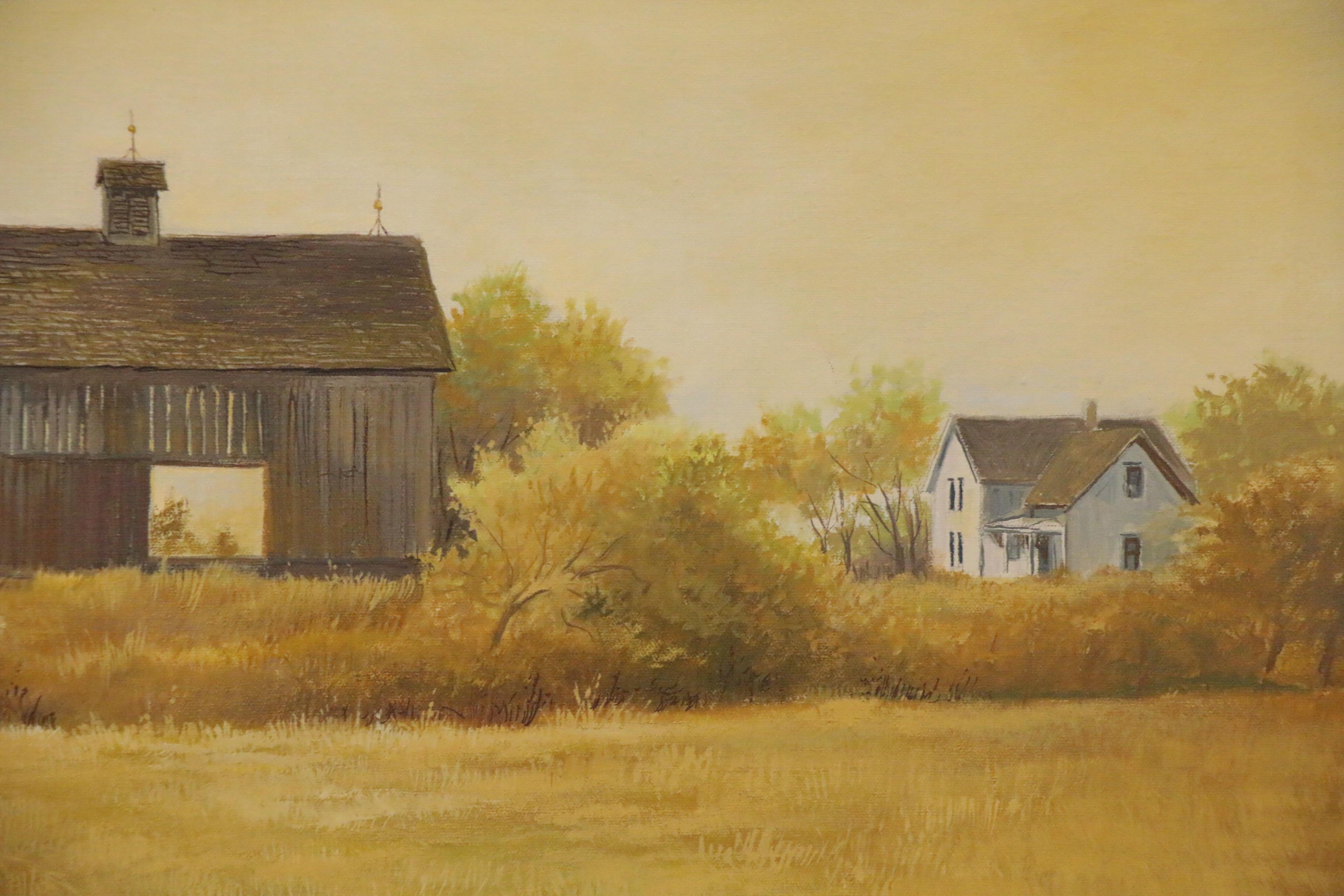 Dale Wilson Oil Painting of Pasture and Barn, Late 20th Century