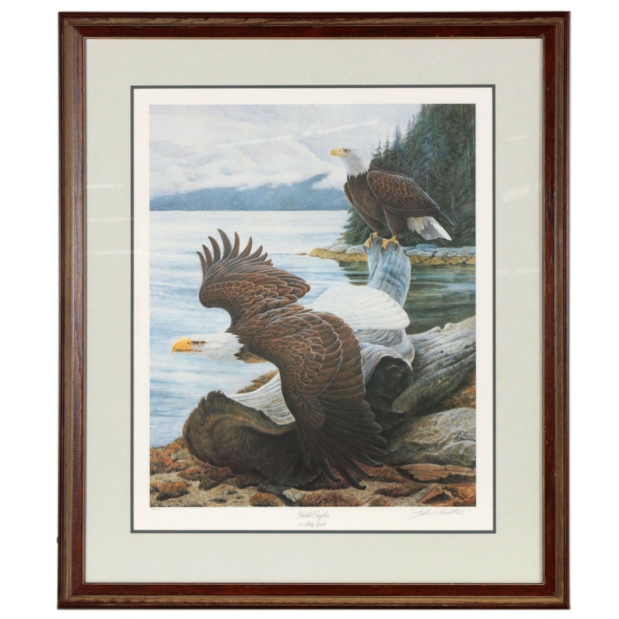 John Ruthven Offset Lithograph "Bald Eagle at Misty Fjords," Late 20th Century