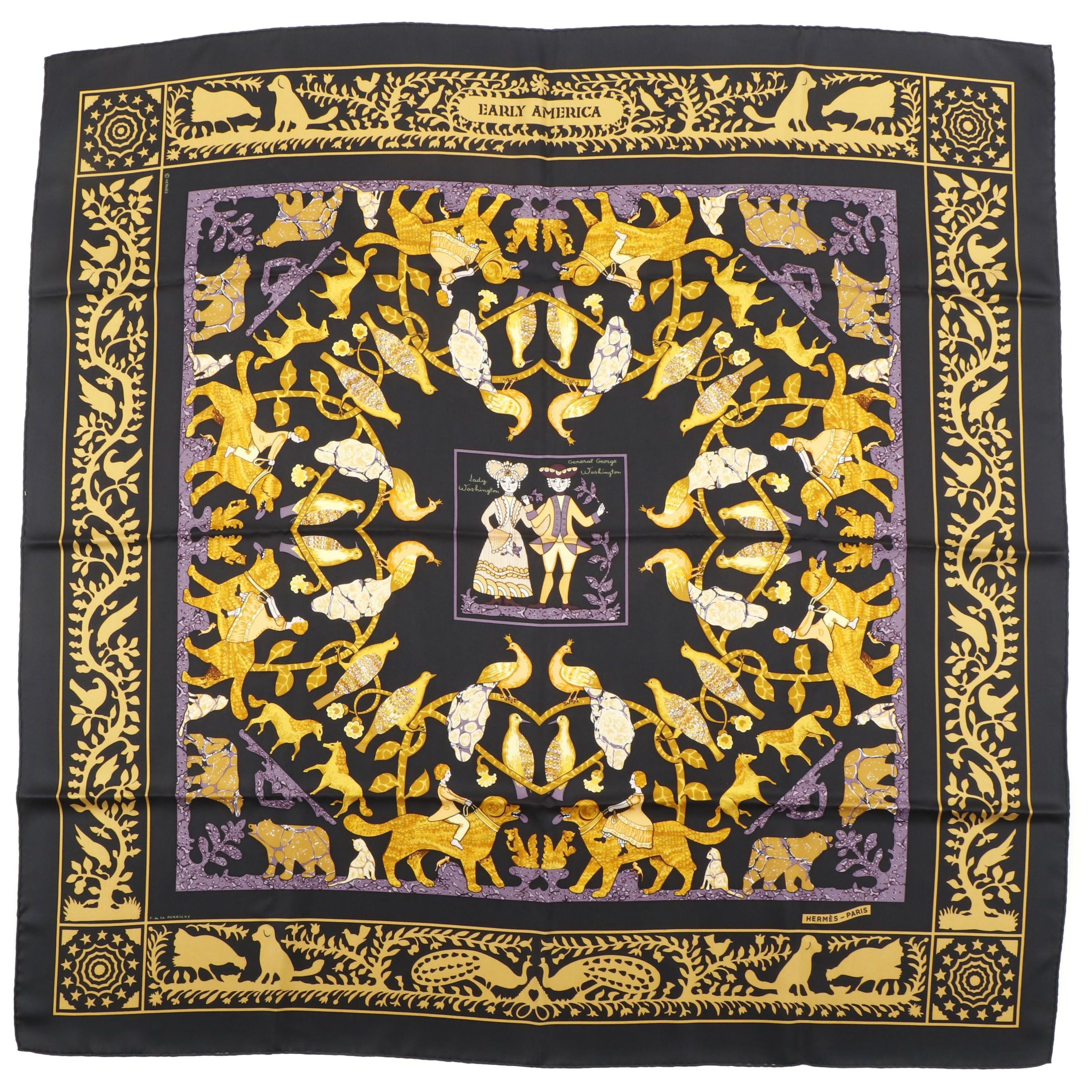 Hermès "Early America" Silk Twill Scarf