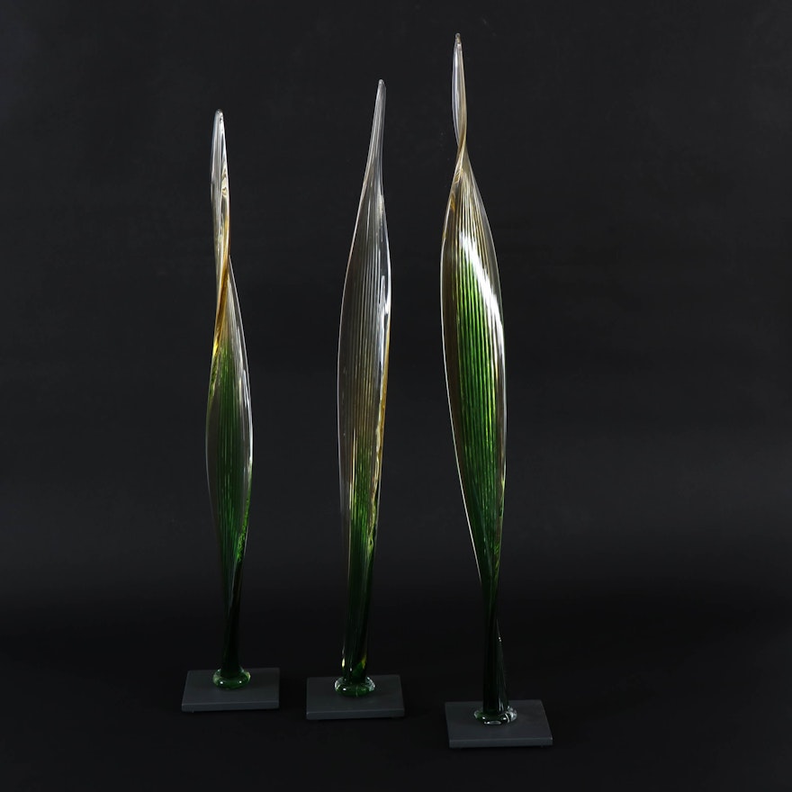 Fusion Z Amber Hand-Blown Art Glass Reeds