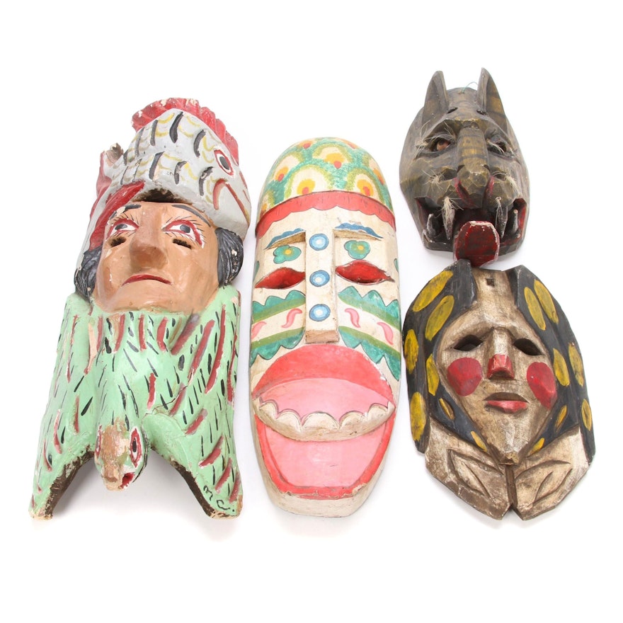 Handmade Mask Wall Hangings, Mid to Late 20th Century