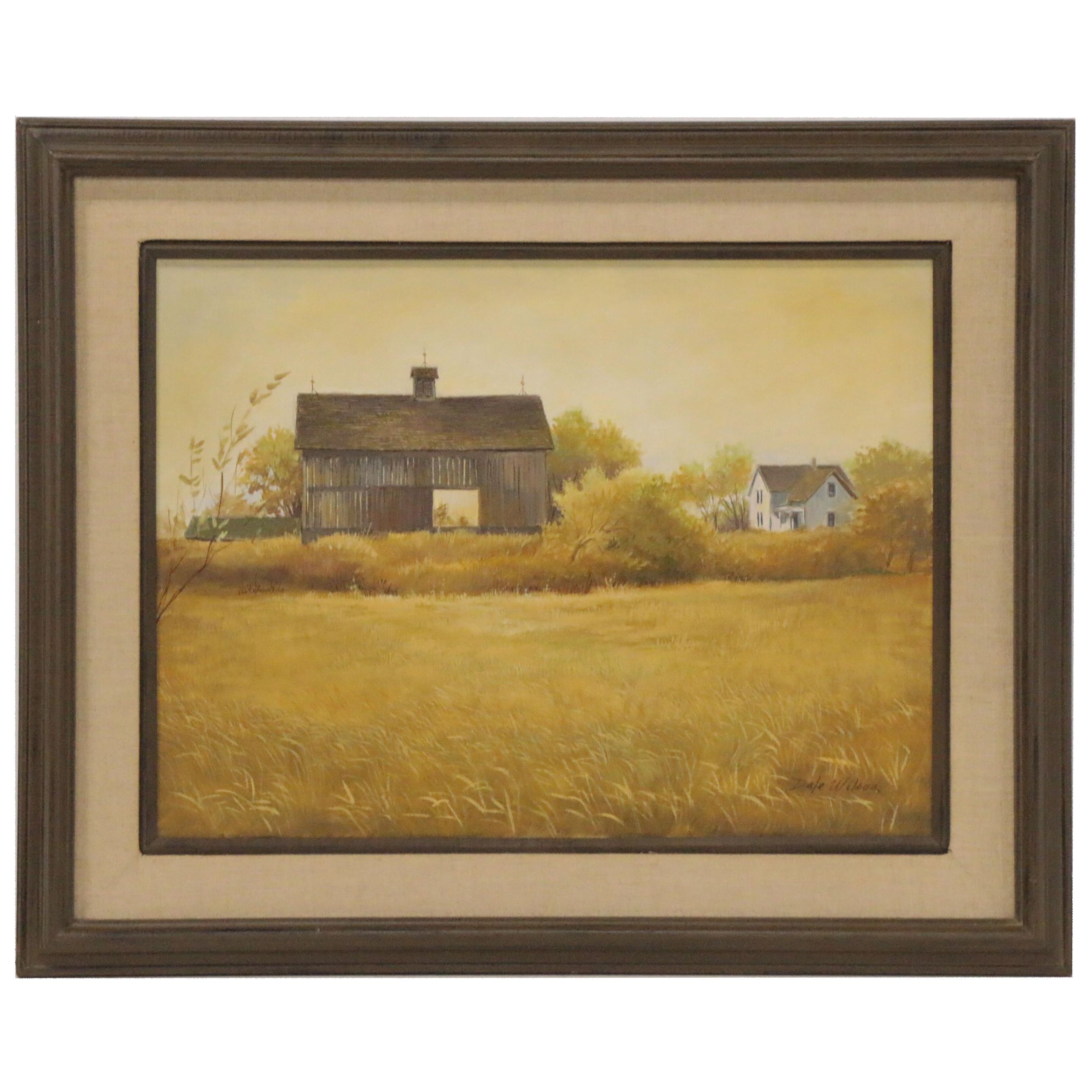 Dale Wilson Oil Painting of Pasture and Barn, Late 20th Century