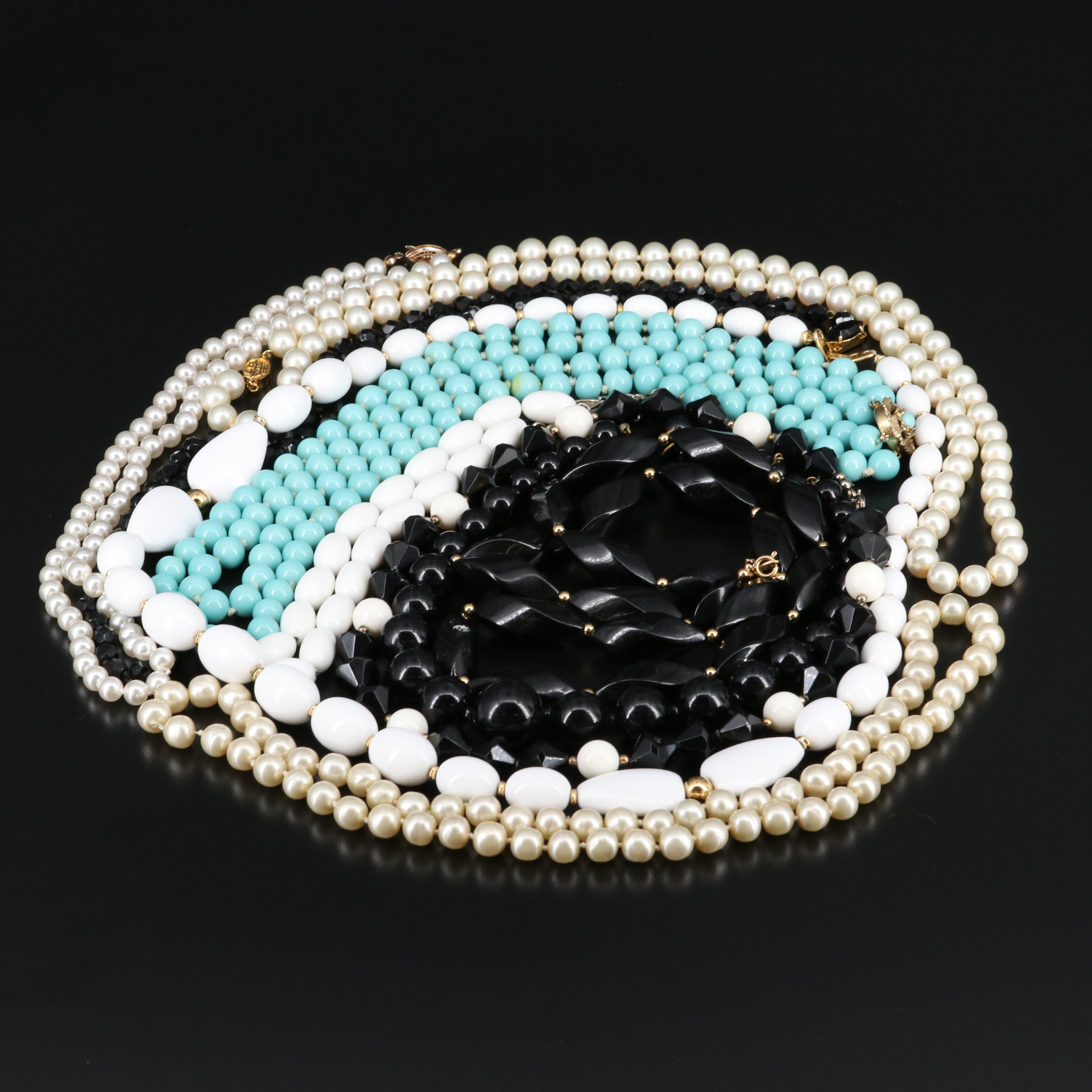 Trifari Black Beaded Necklace and Other Vintage Jewelry