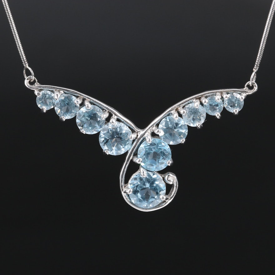 Sterling Silver Topaz Station Necklace