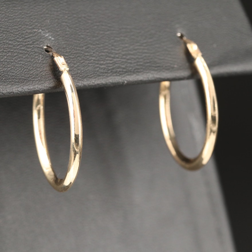 10K Knife Edge Hoop Earrings