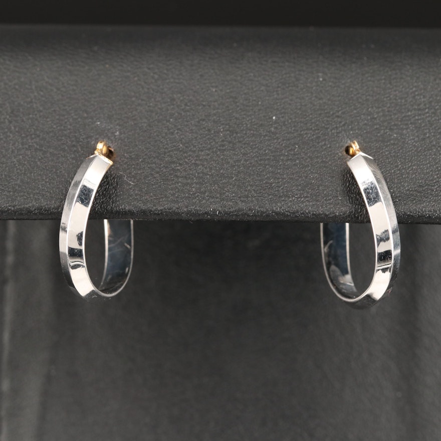 10K Knife Edge Oval Hoop Earrings