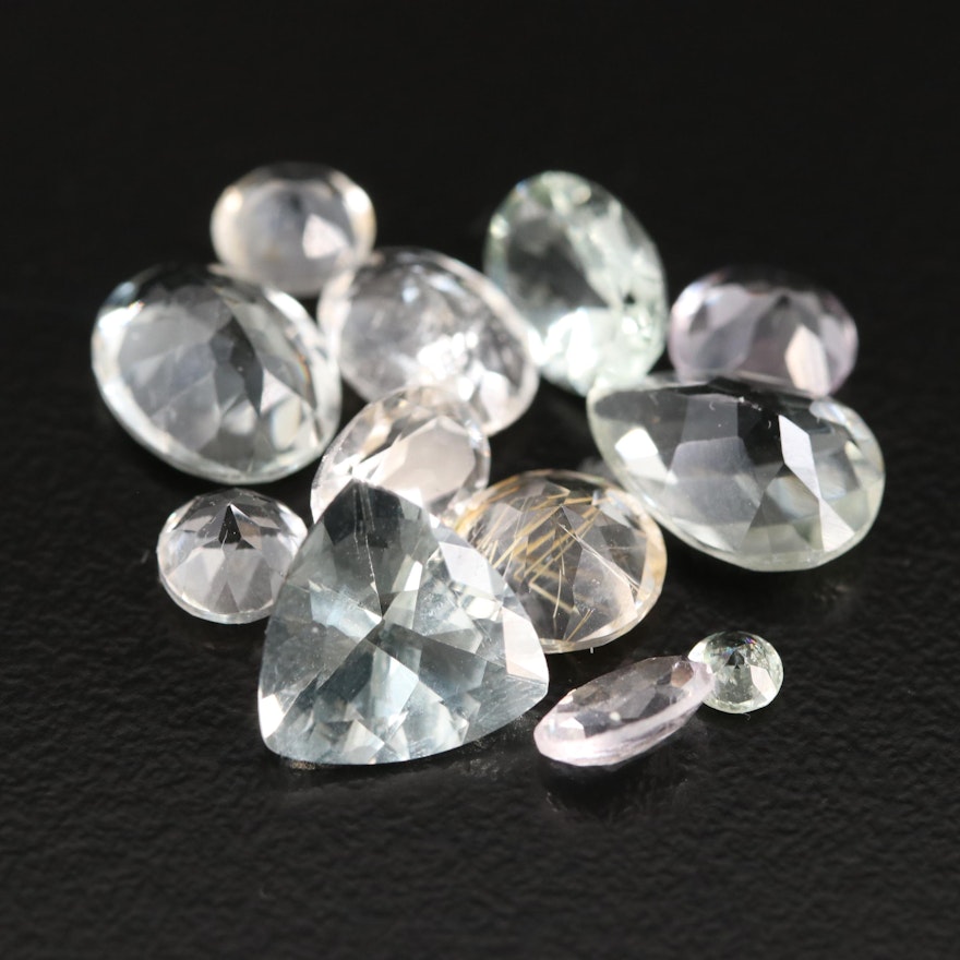 Loose Mixed Gemstones Including Prasiolite, Quartz and Rock Crystal Quartz