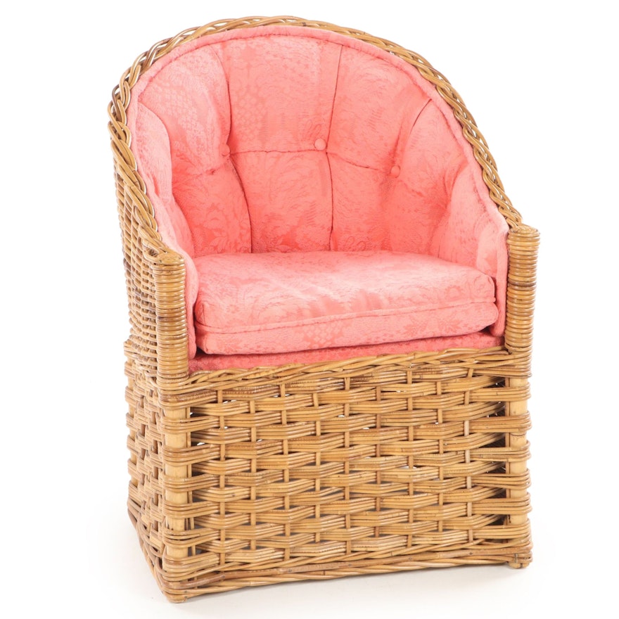 The Wicker Works Italian Wicker Button-Down Tub Chair, Late 20th Century