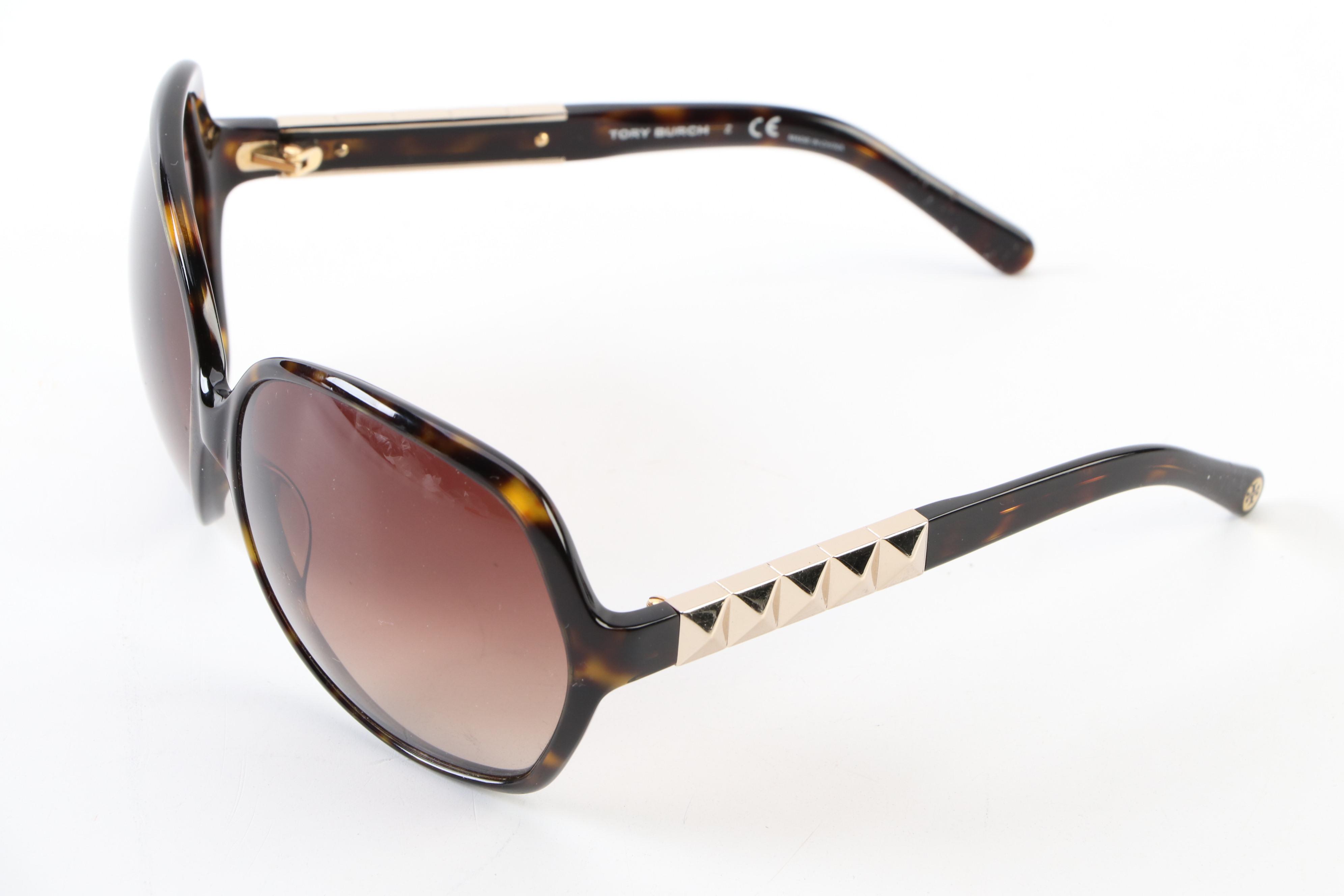 Tory Burch Studded Faux Tortoise Gradient Lens Sunglasses
