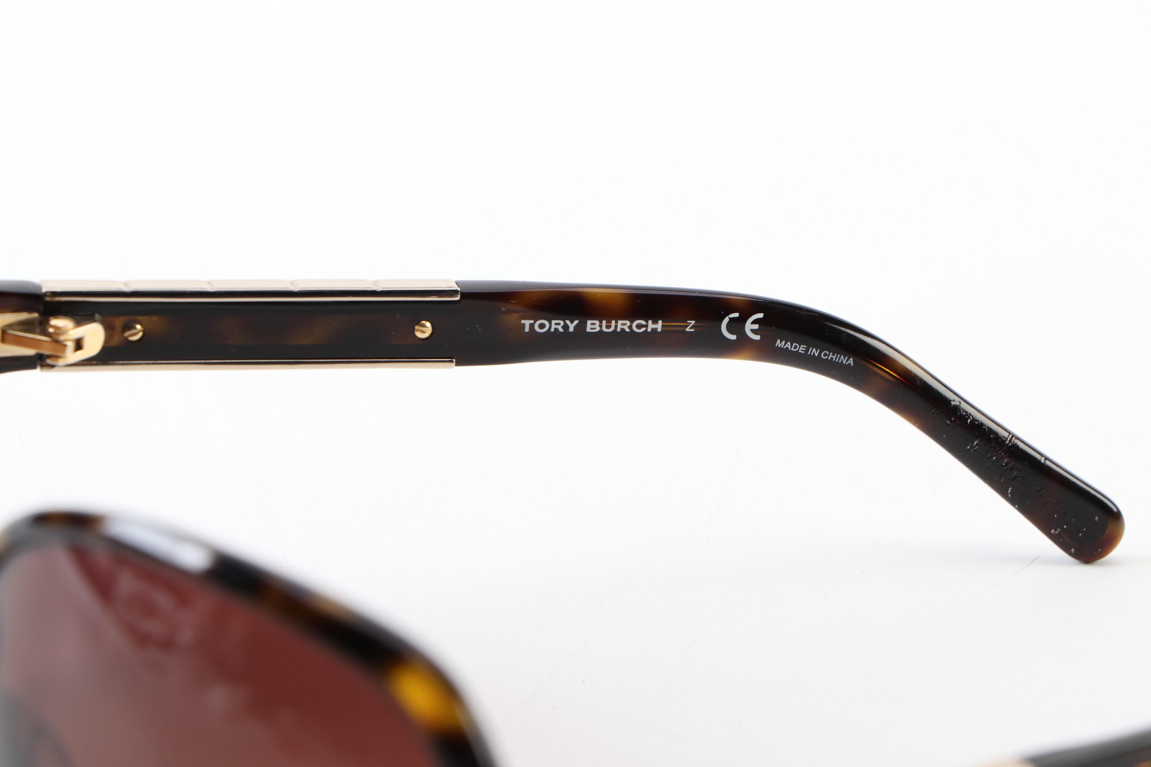 Tory Burch Studded Faux Tortoise Gradient Lens Sunglasses