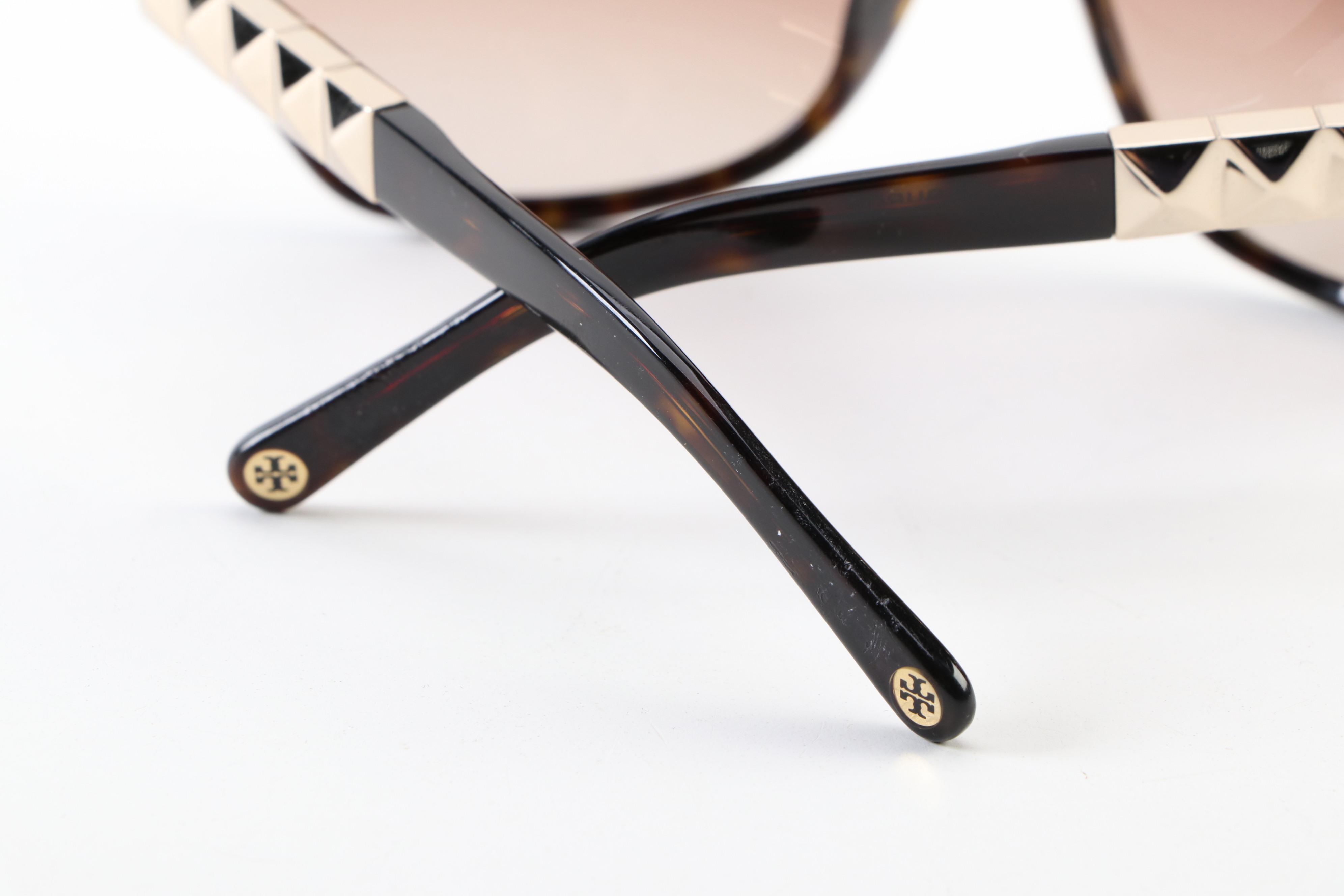 Tory Burch Studded Faux Tortoise Gradient Lens Sunglasses