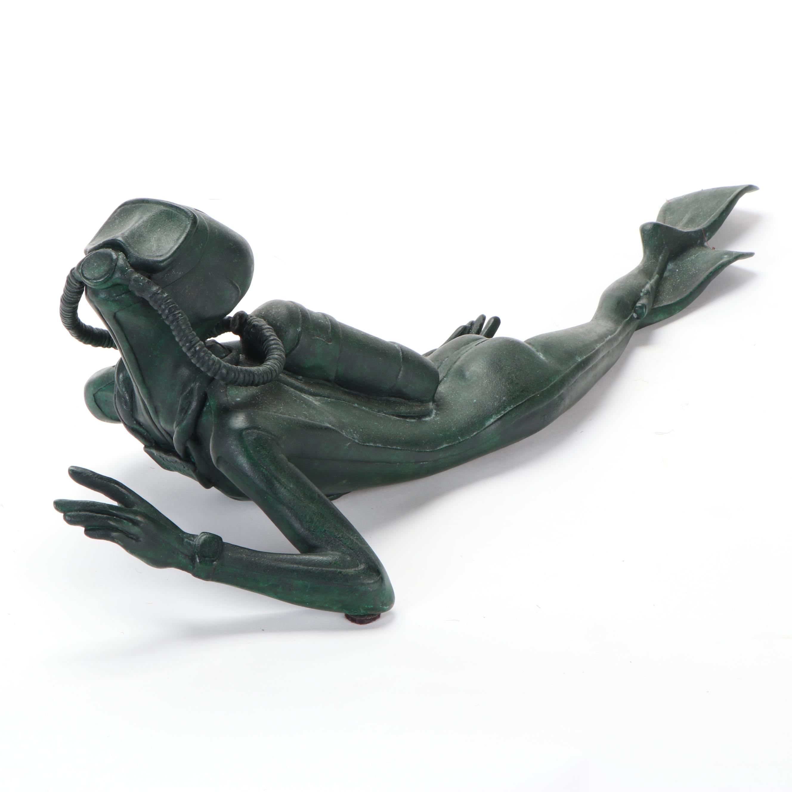 Tom Bowers Bronze Scuba Diver Sculpture "Seychelles," 1999