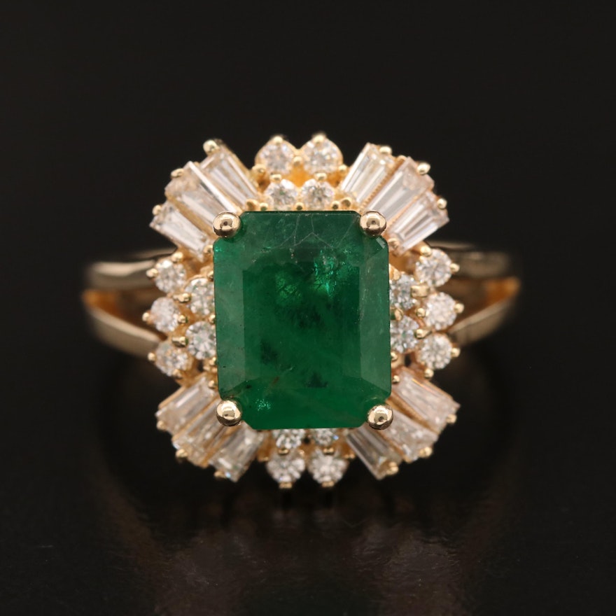 14K 2.45 CT Emerald and Diamond Ring