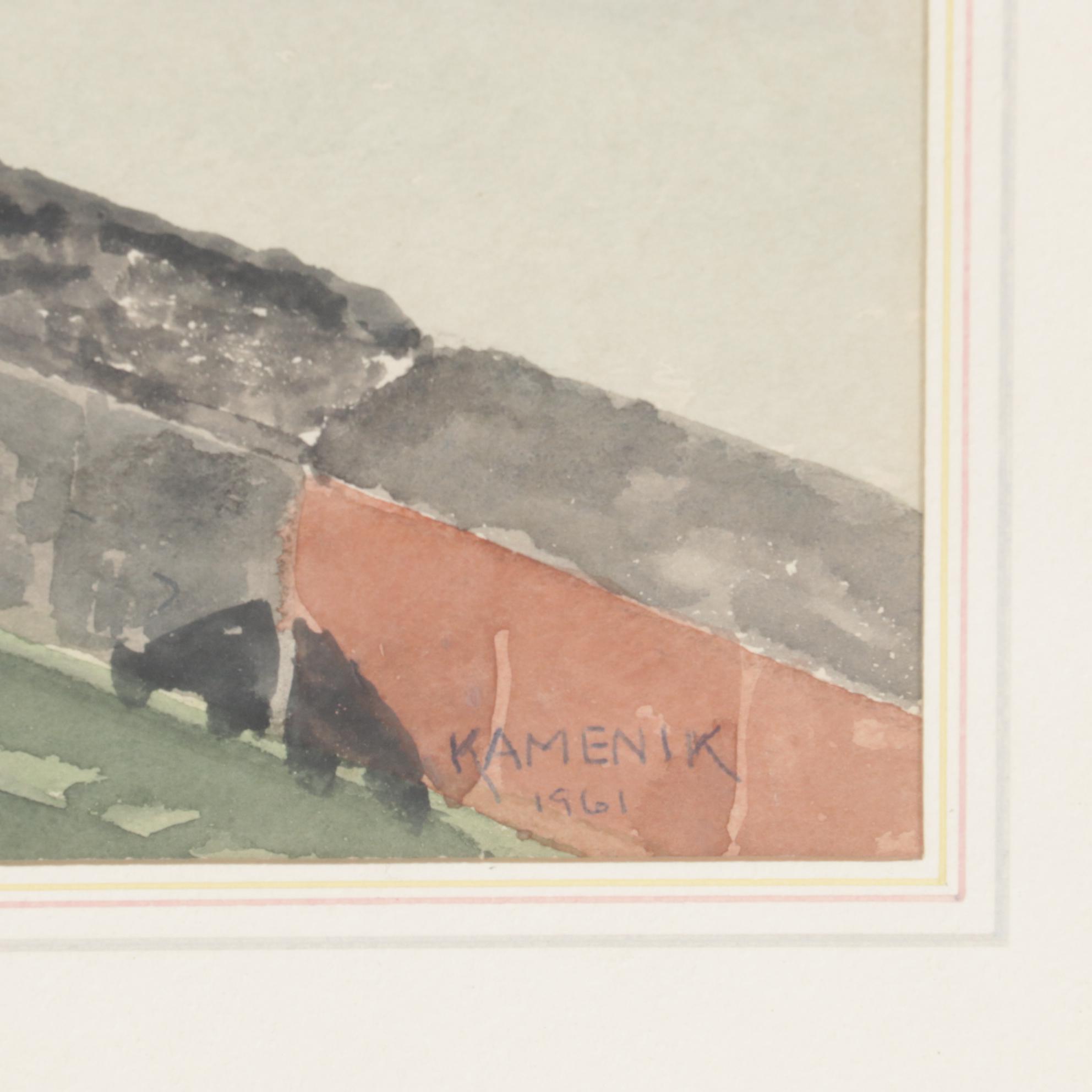 Watercolor Painting of Industrial Landscape, 1961