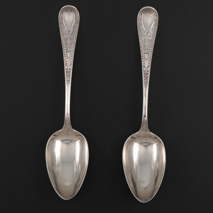 Gorham "Hindostanee" Sterling Silver Serving Spoons, Late 19th Centruy