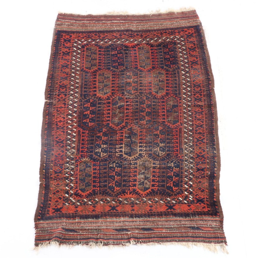 4'1 x 7'2 Hand-Knotted Afghani Bokhara Wool Rug