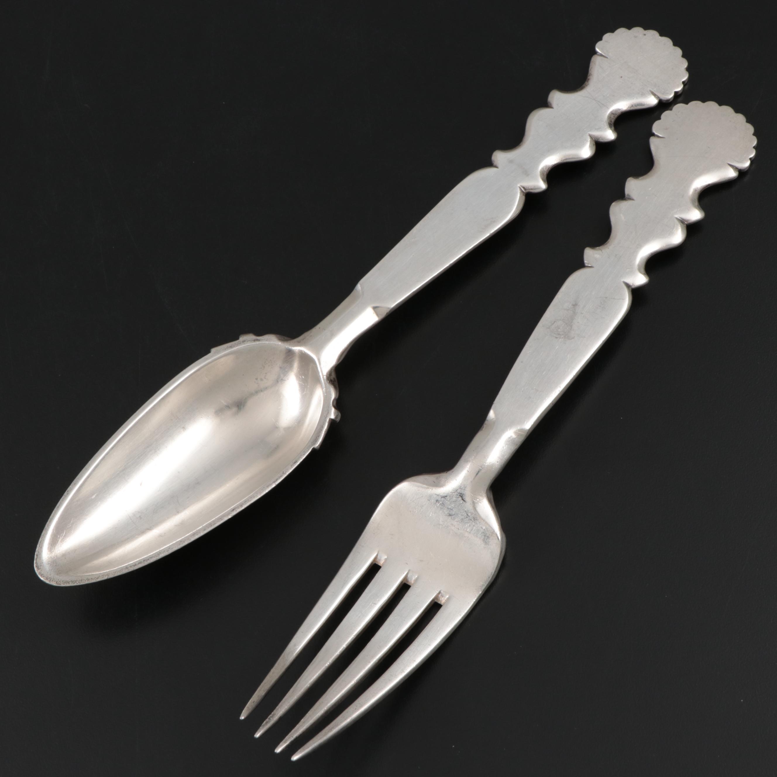 Sanborns Mexican Sterling Silver Salad Serving Set, Mid-20th C.