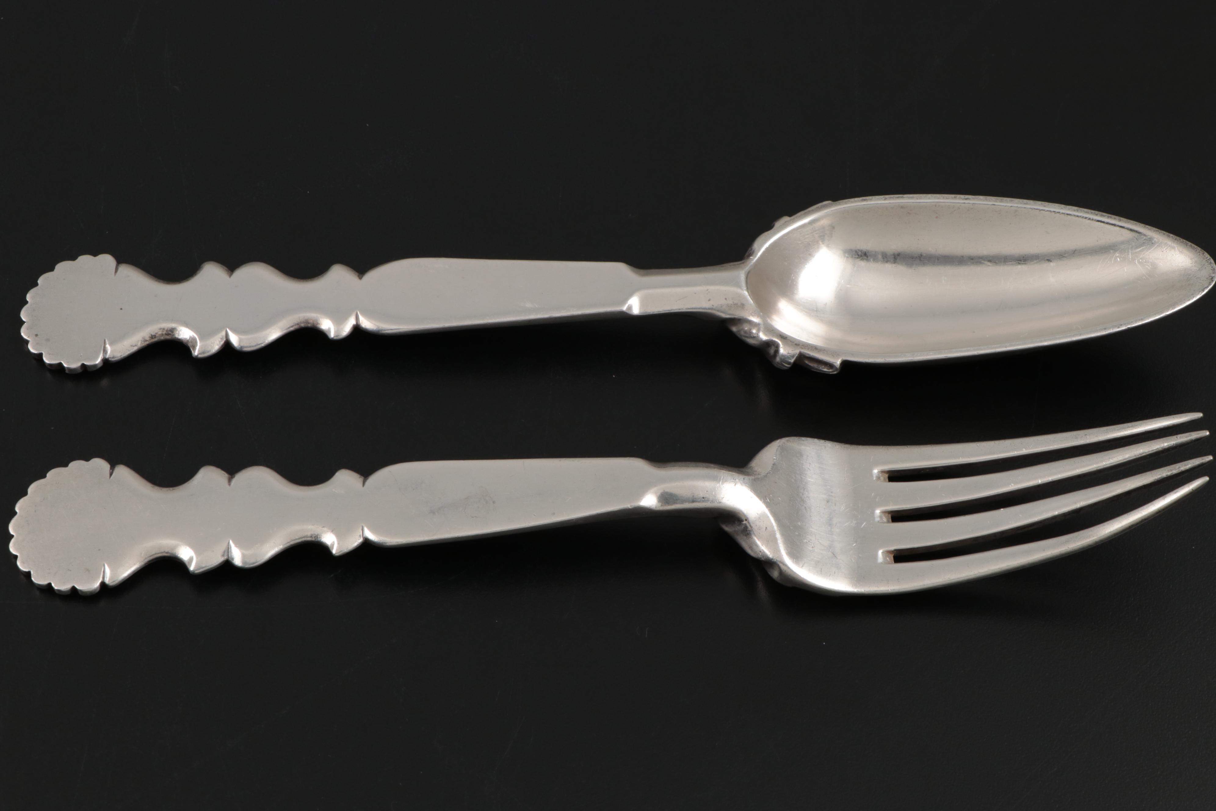 Sanborns Mexican Sterling Silver Salad Serving Set, Mid-20th C.