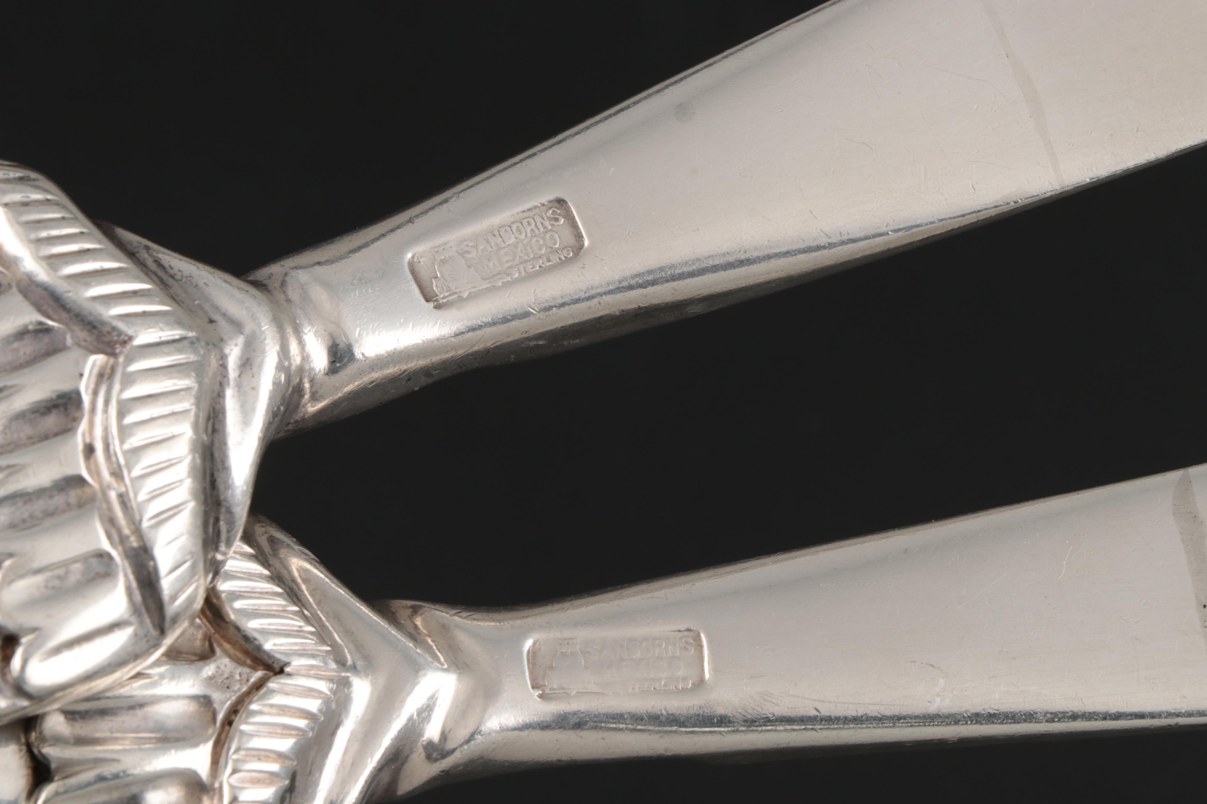 Sanborns Mexican Sterling Silver Salad Serving Set, Mid-20th C.