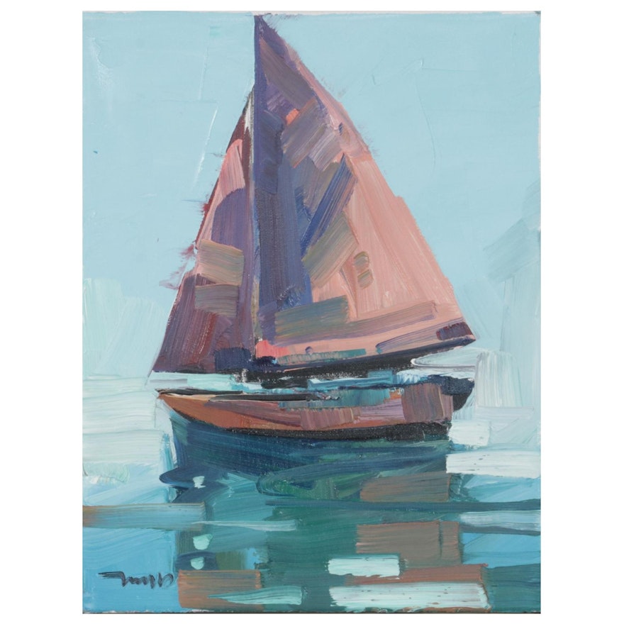Jose Trujillo Oil Painting "Red Sails," 2020