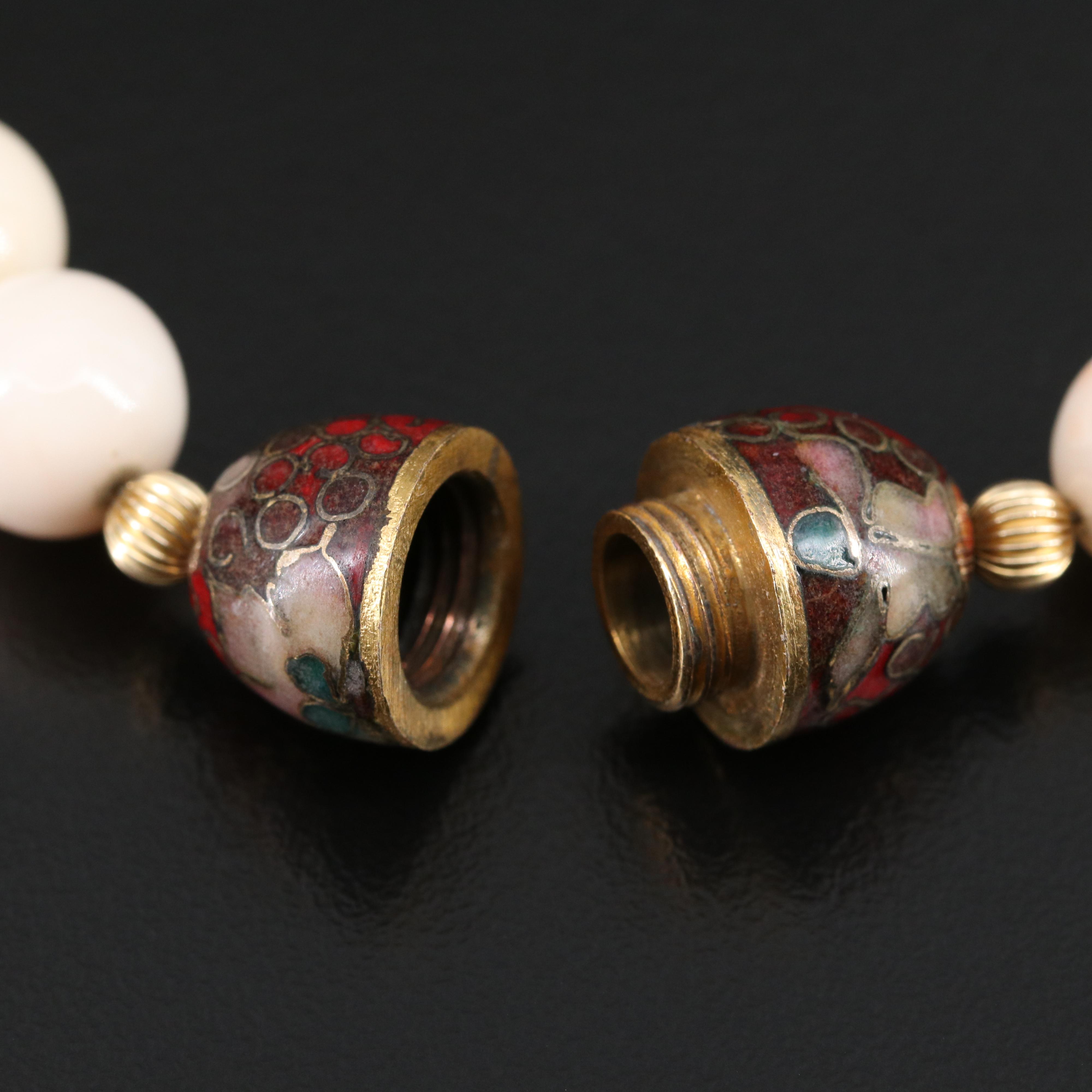 Beaded Coral and Chinese Lacquer Necklace