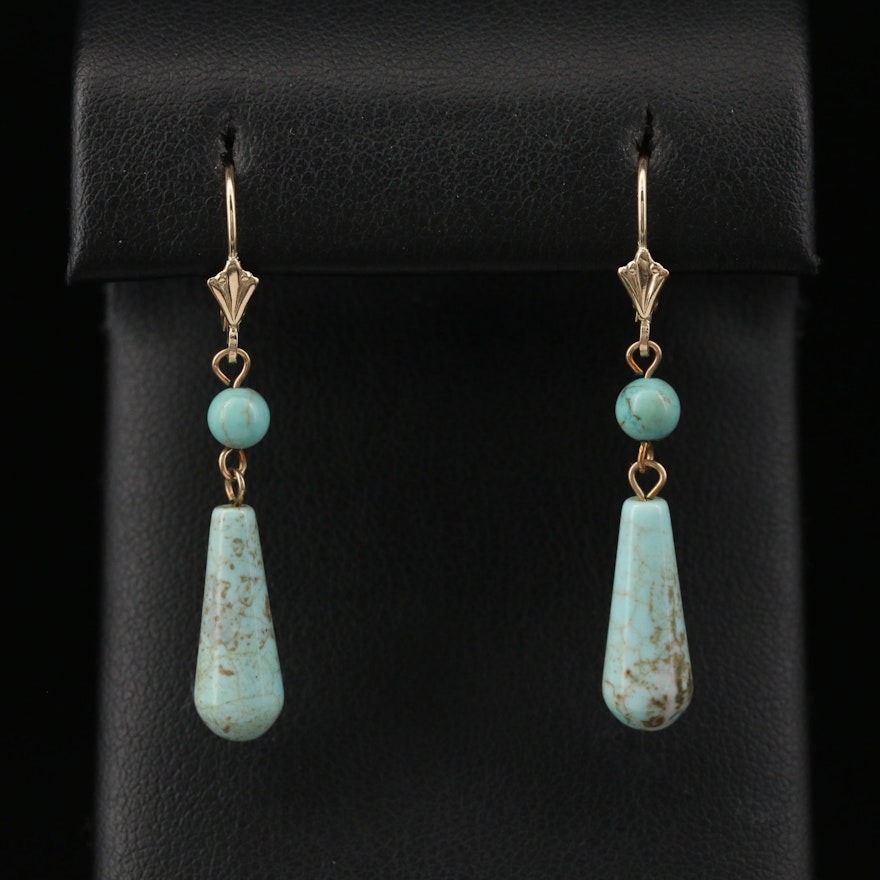 14K Magnesite Dangle Earrings