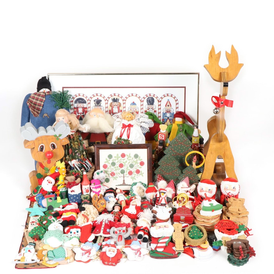 Cross-Stitch, Felted, Hand-Crafted Wooden and Other Christmas Decor