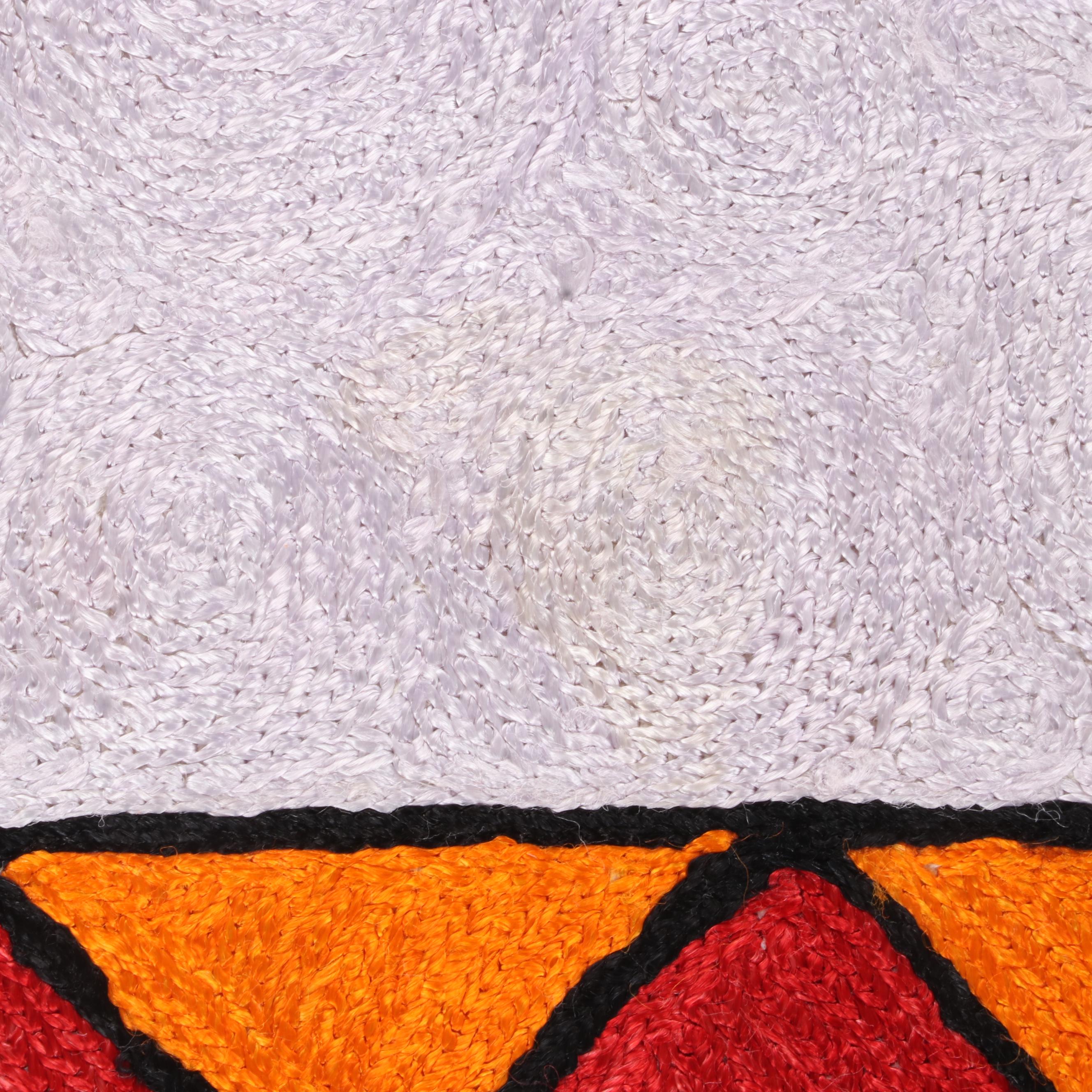 Indian Kashmiri Embroidered Cat Wall Hanging in the Manner of Laurel Burch