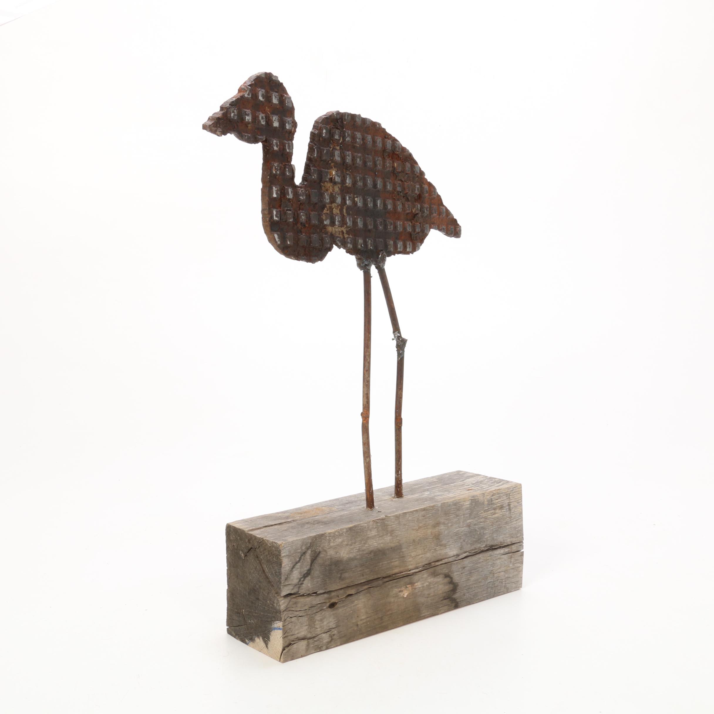 Tim Kaulen Welded Iron Heron Sculpture, 21st Century