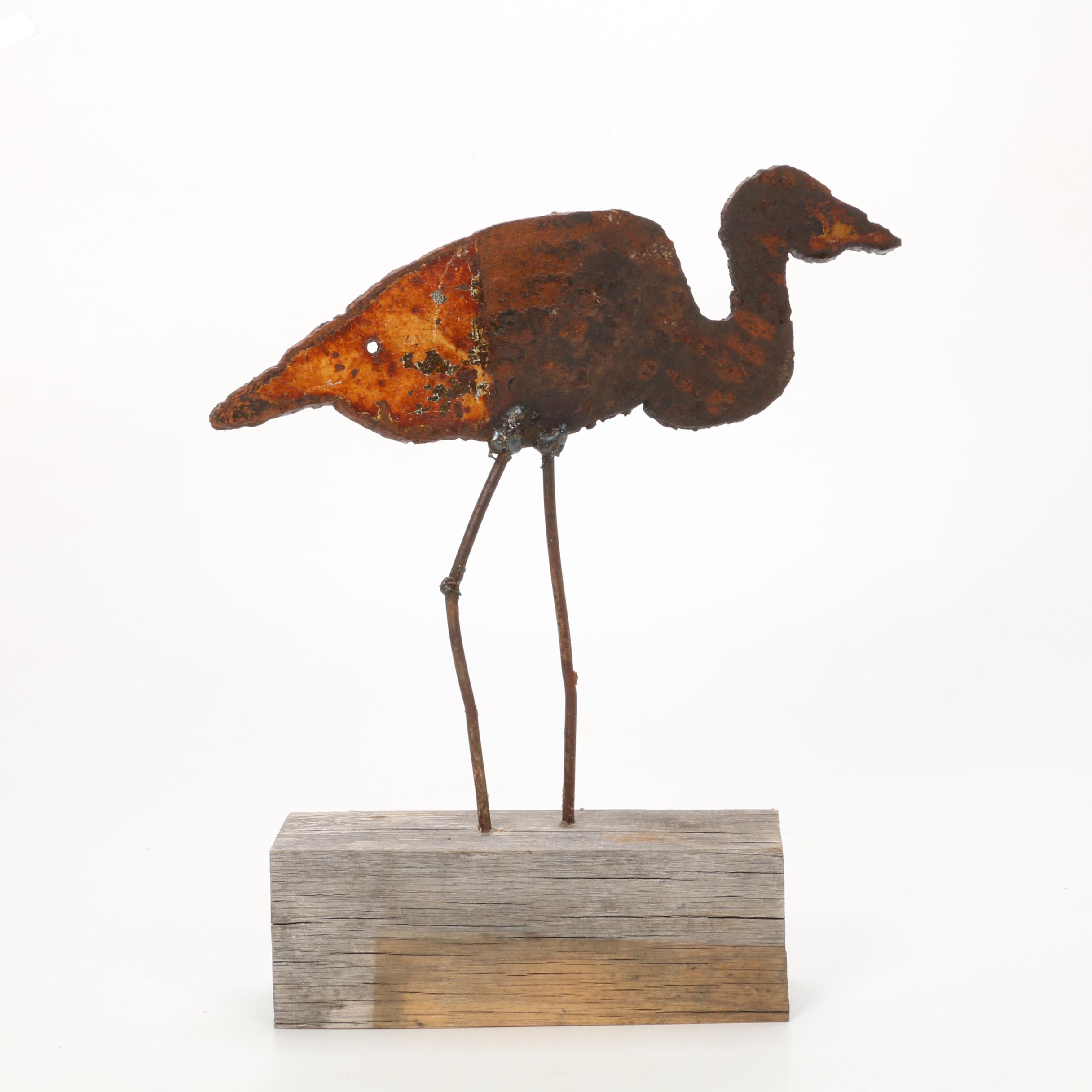 Tim Kaulen Welded Iron Heron Sculpture, 21st Century