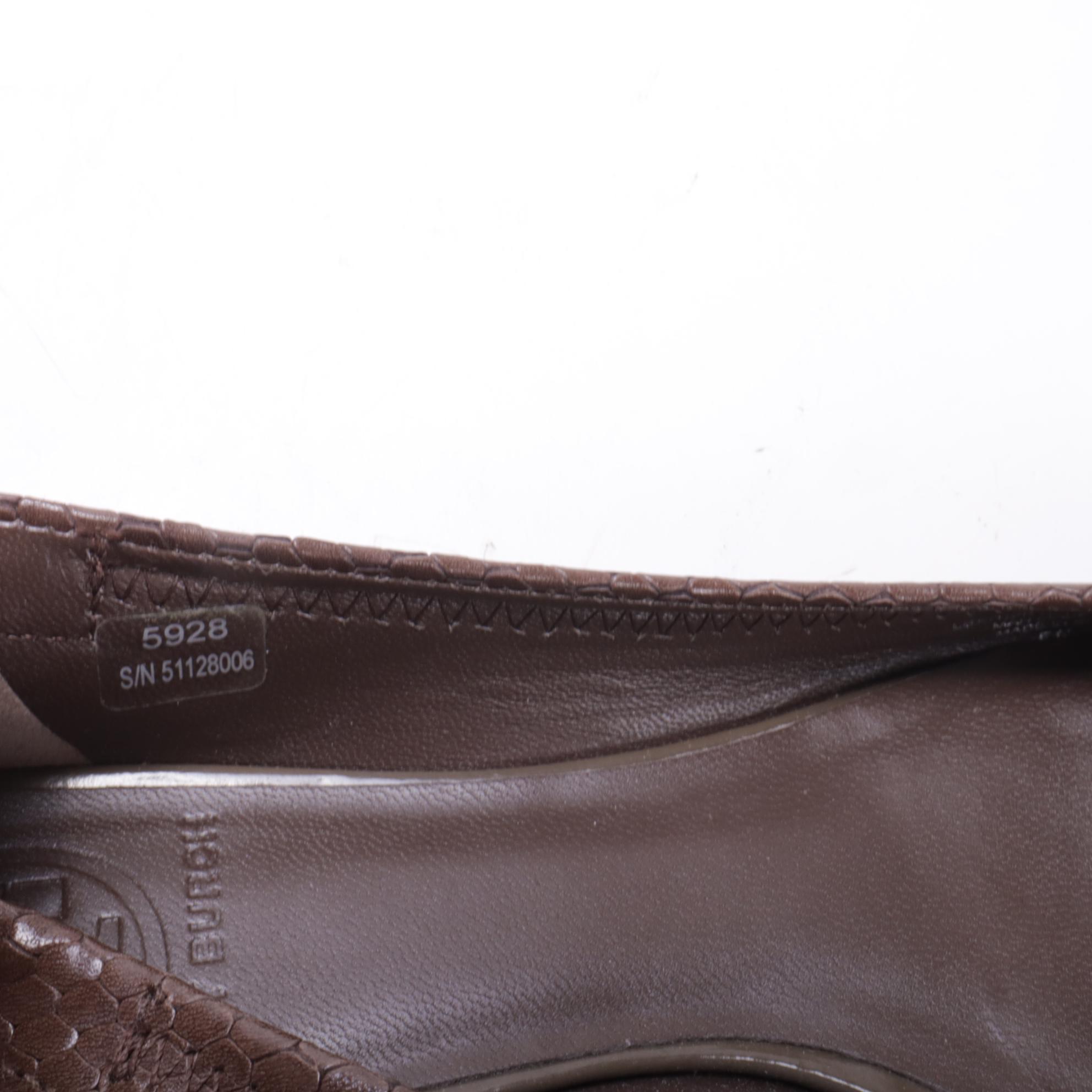 Tory Burch Serena Flats in Snakeskin Embossed and Smooth Box Calf Leather