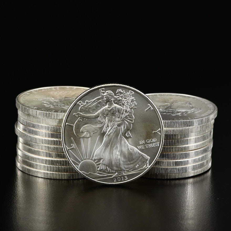 Roll of Twenty 2013 $1 American Silver Eagle Bullion Coins