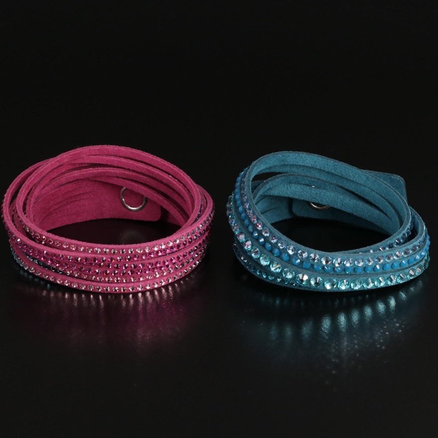 Swarovski Crystal "Suede Wrap Bracelets