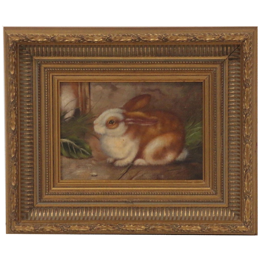 Oil Painting of Rabbit, Late 20th Century