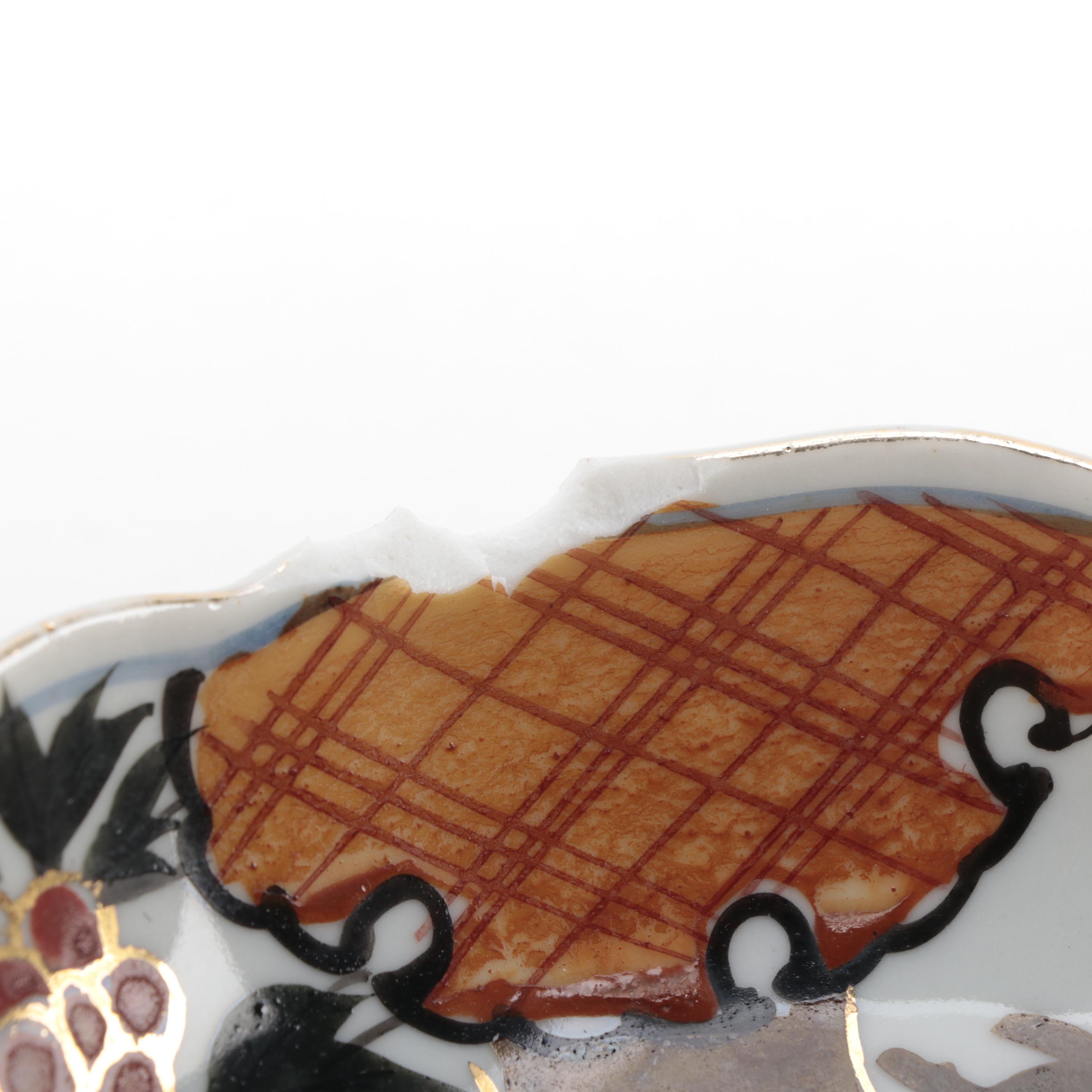 Japanese Imari  Porcelain Bowls with Wooden Stands, Antique