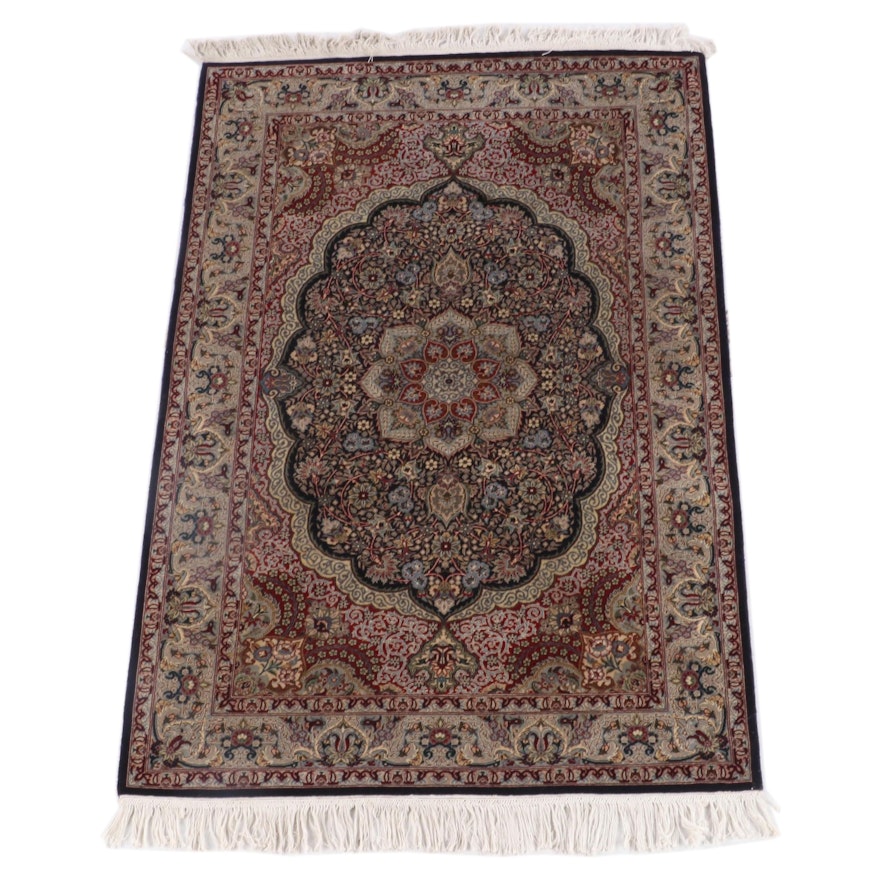 3'6 x 6'4 Hand-Knotted Persian Mashhad Wool Rug