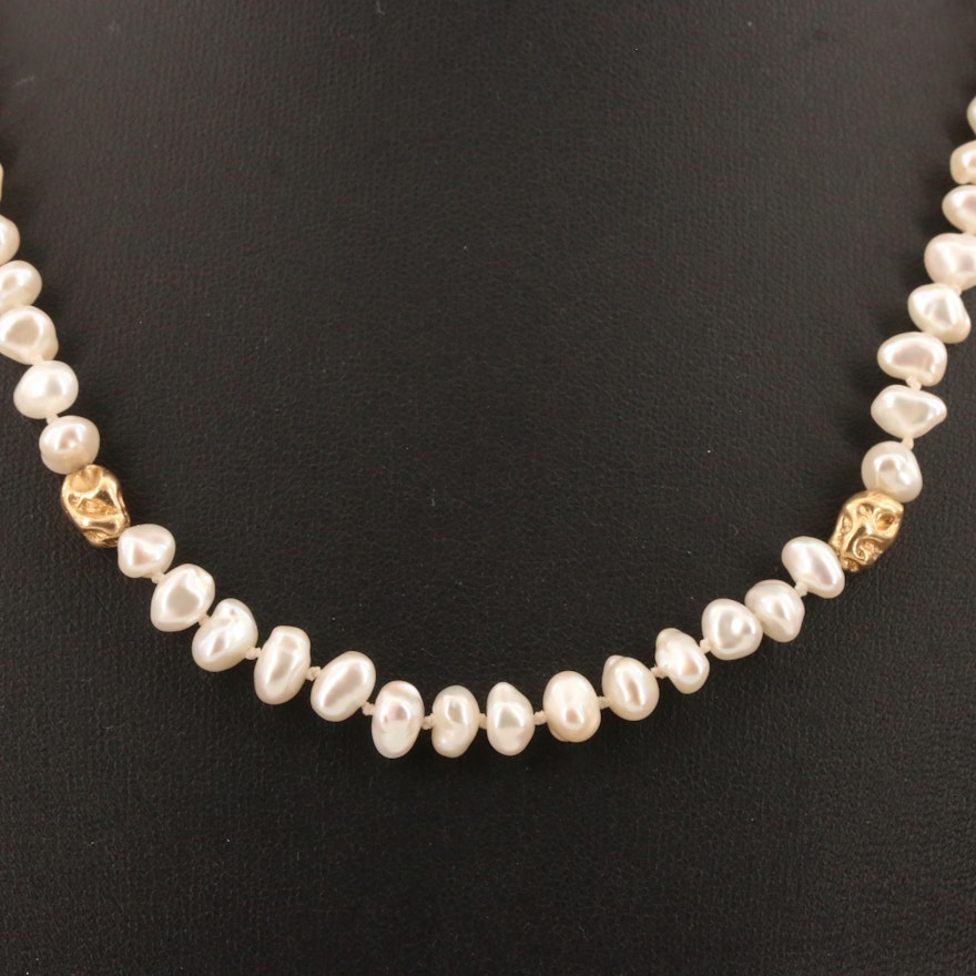 Endless Baroque Pearl Necklace with 14K Accent Beads