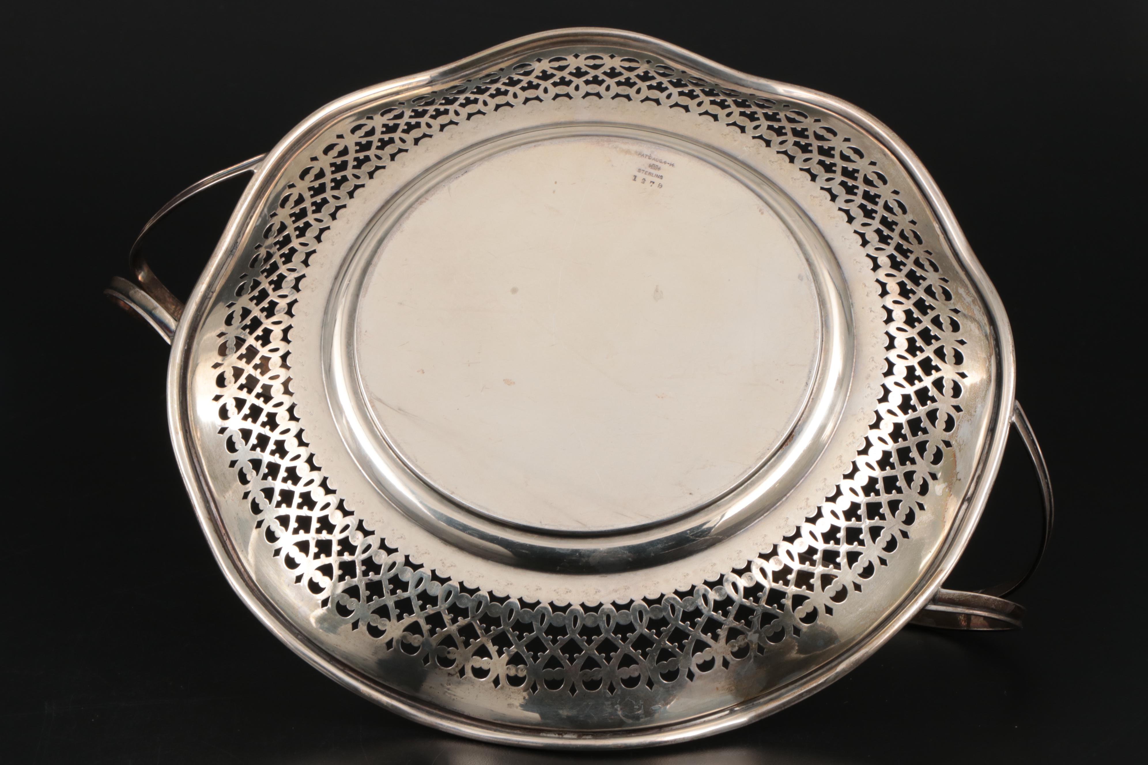 George A Henckel and Whiting Sterling Silver Baskets and Silver Plated Trivet