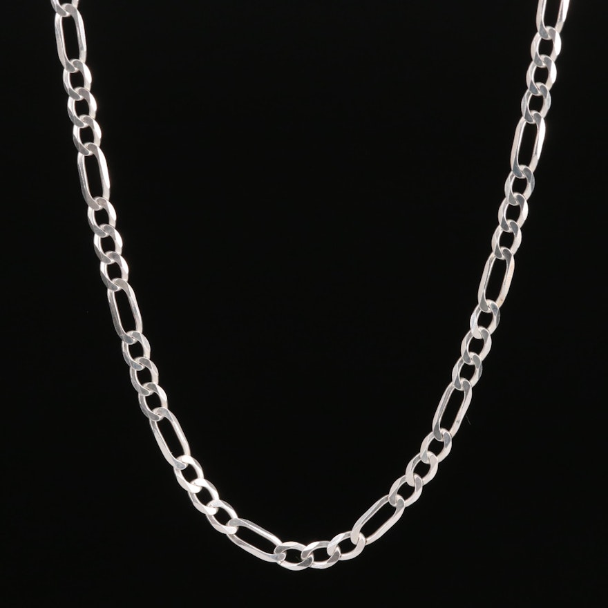 Sterling Silver Figaro Style Chain Necklace