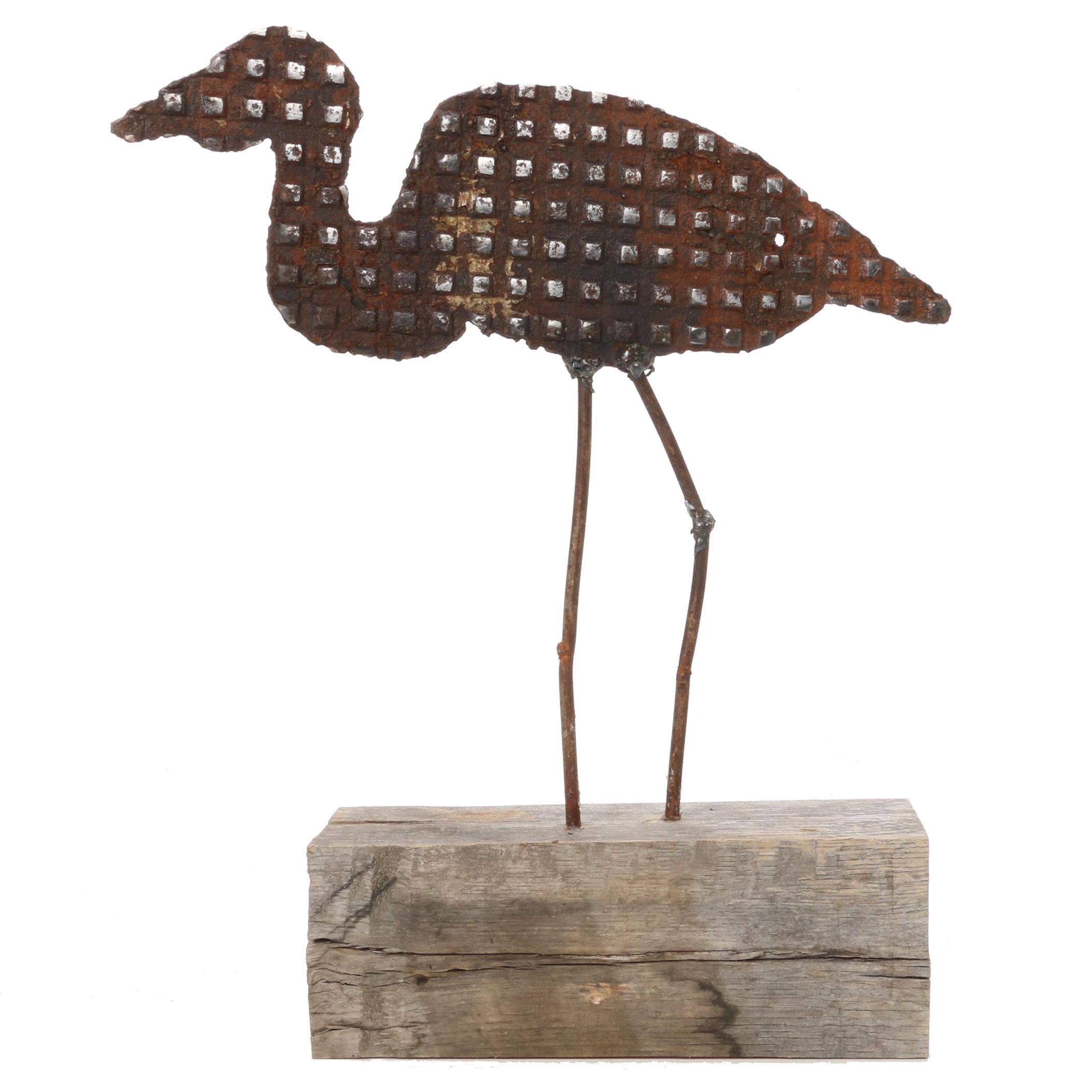 Tim Kaulen Welded Iron Heron Sculpture, 21st Century