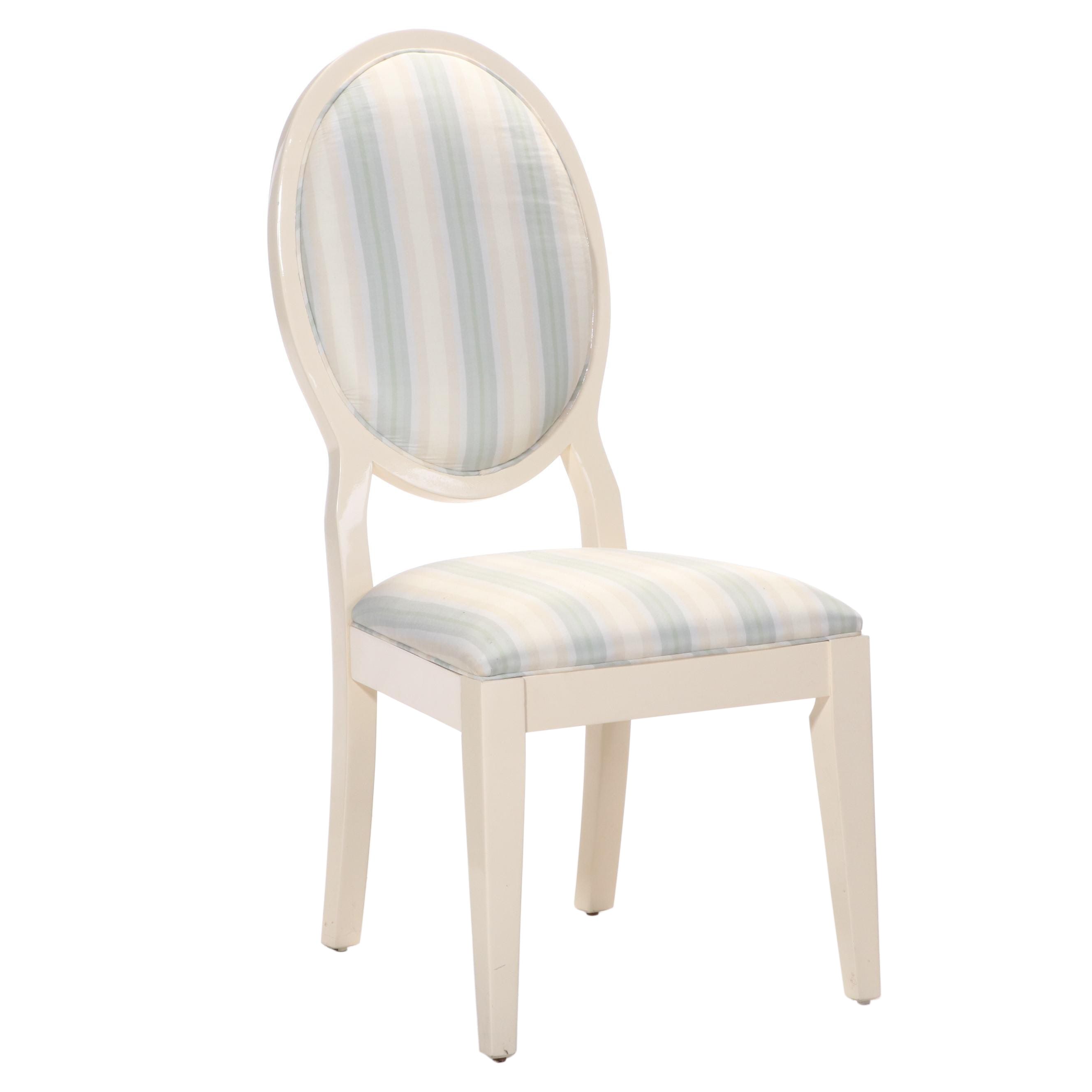 Hepplewhite Style White Lacquered Upholstered Side Chair
