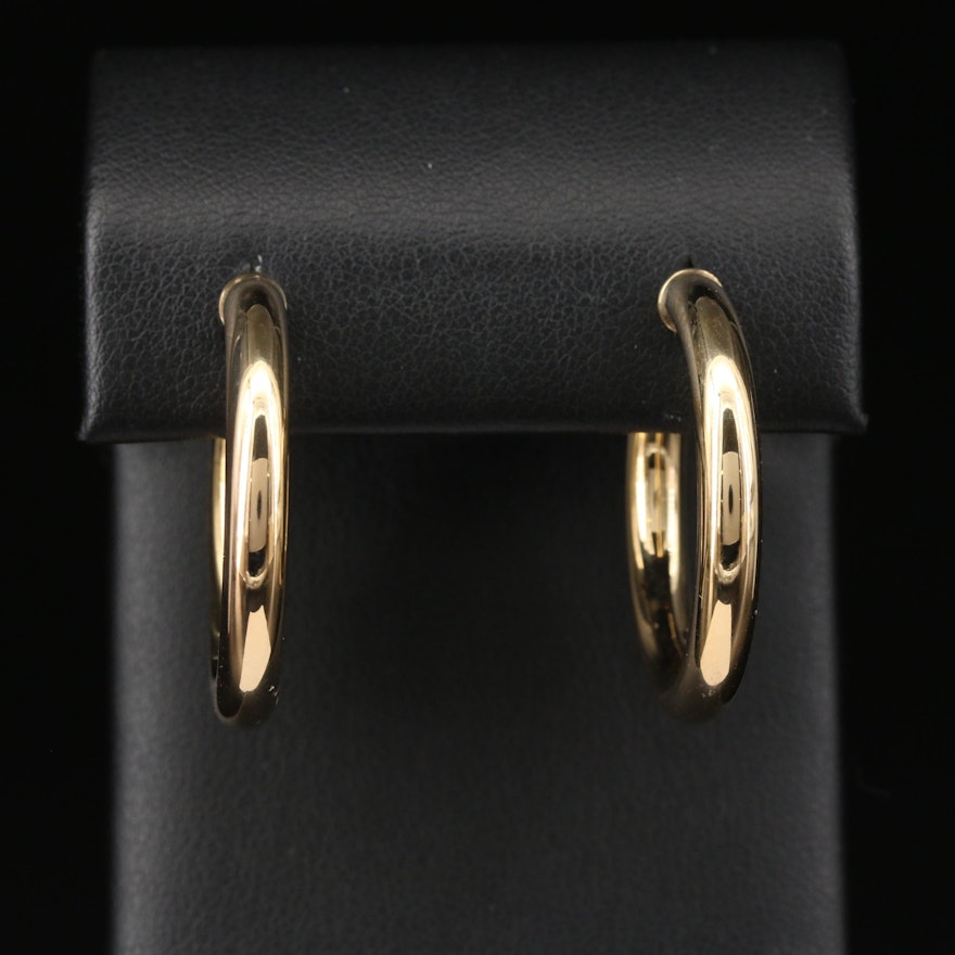 14K Cylindrical Hoop Earrings