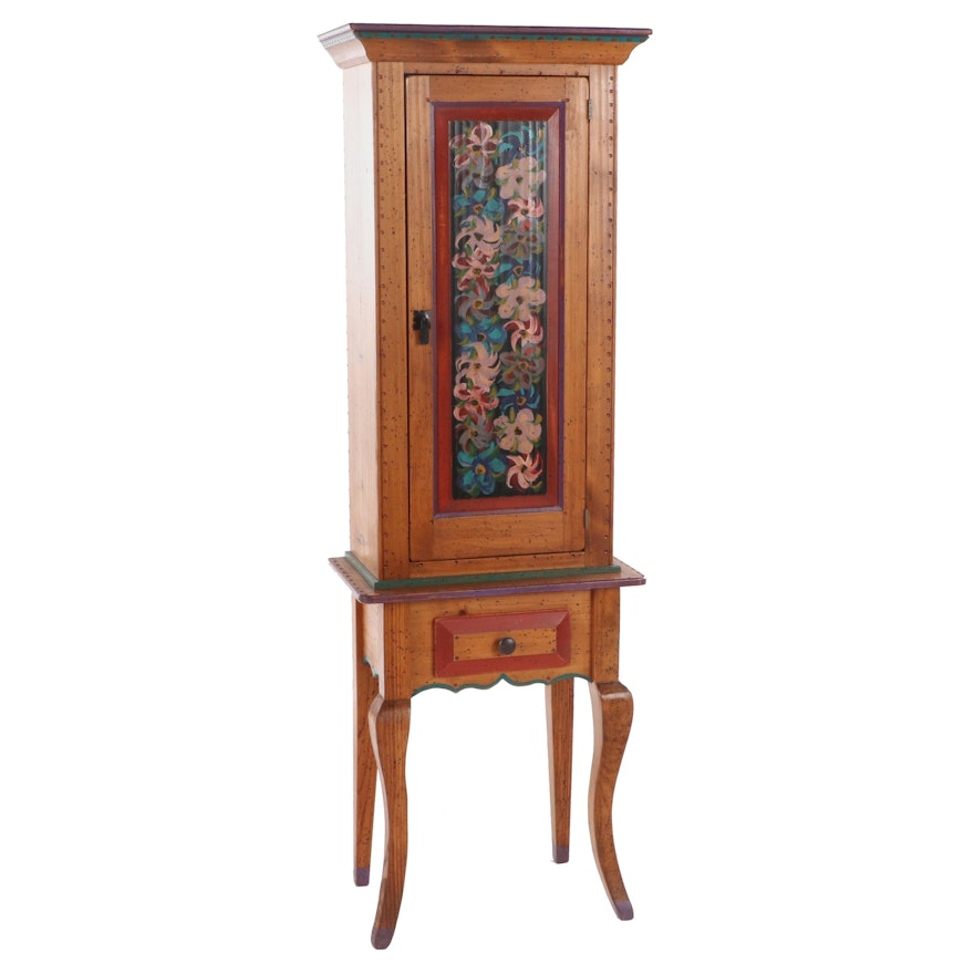 David Marsh Paint-Decorated Pine Cabinet on Stand